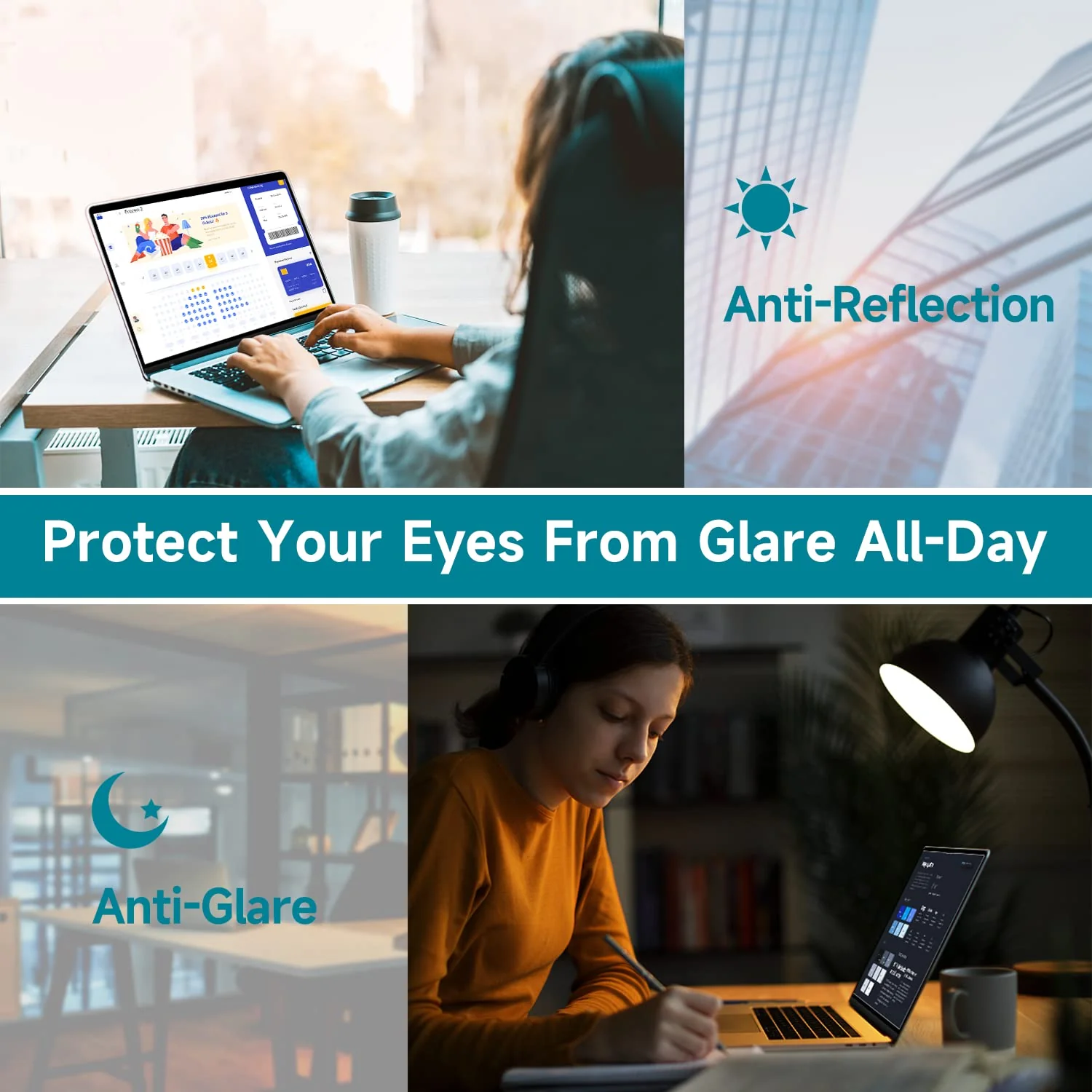 2 Pack 16 Inch Anti Blue Light Screen Protector for Lenovo/Dell/HP/ASUS/LG, Reduce Eye Strain Anti Glare Blue Light Blocking Screen Protector for 16’’ with 1920x1200 Resolution Laptop 16" 16:10 Aspect Laptop - Image 6