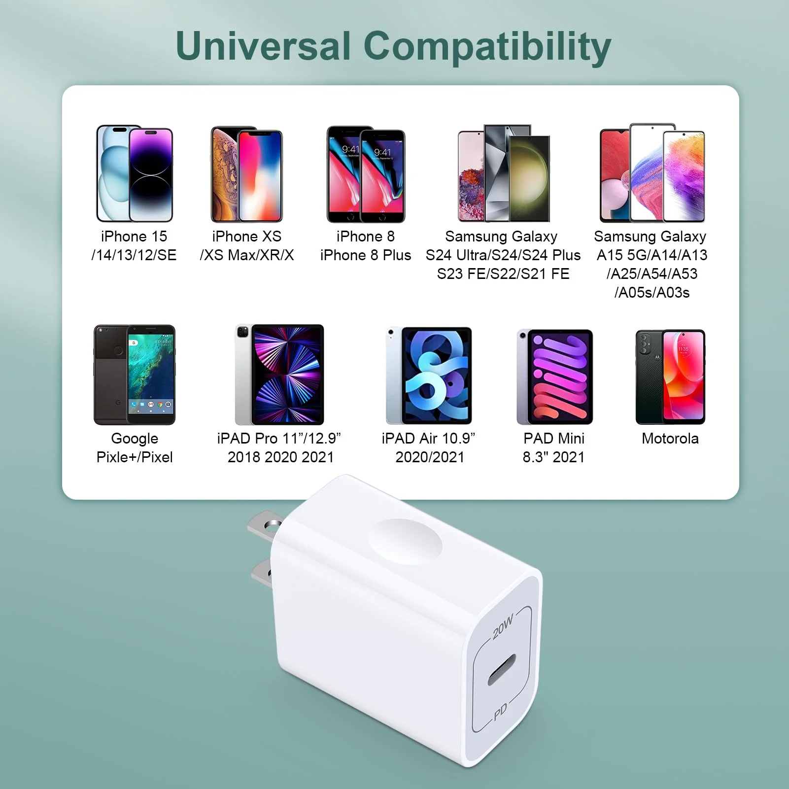 [2-Pack] 20W Samsung Fast Charging Block USB C Power Adapter Android Wall Plug Brick Type C Block for Galaxy A15 5G/A55/A35/A14 5G/A54/A25/A23/A13/A53/S24/S23 FE/S22/S21 FE/Z Flip 5,iPhone 15/14/13 - Image 6