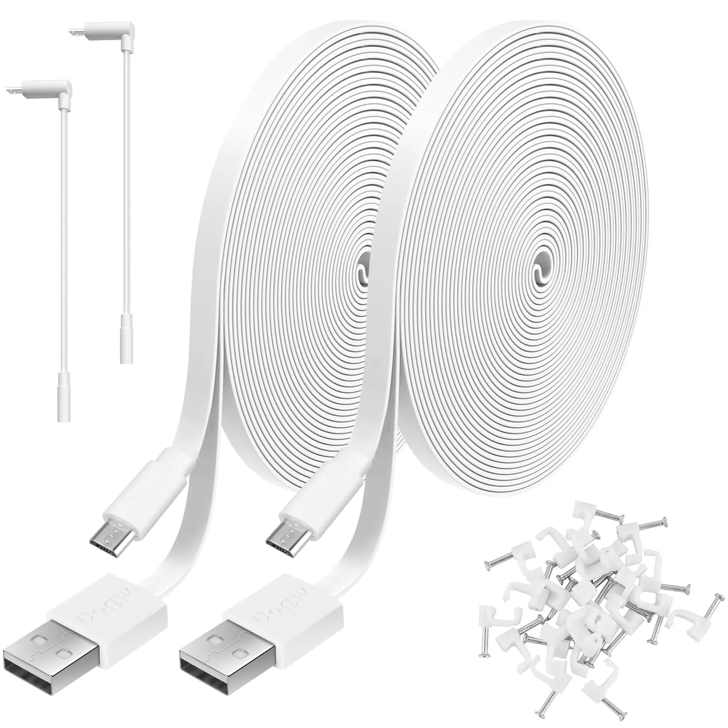 2 Pack 25ft Power Extension Cable Compatible with Wyze Cam v4,Wyze Cam Pan v3,Wyze OG,Wyze Cam v3,WyzeCam,NestCam Indoor,Blink,Amazon Cloud Camera,USB to Micro USB Durable Charging and Data Sync Cord
