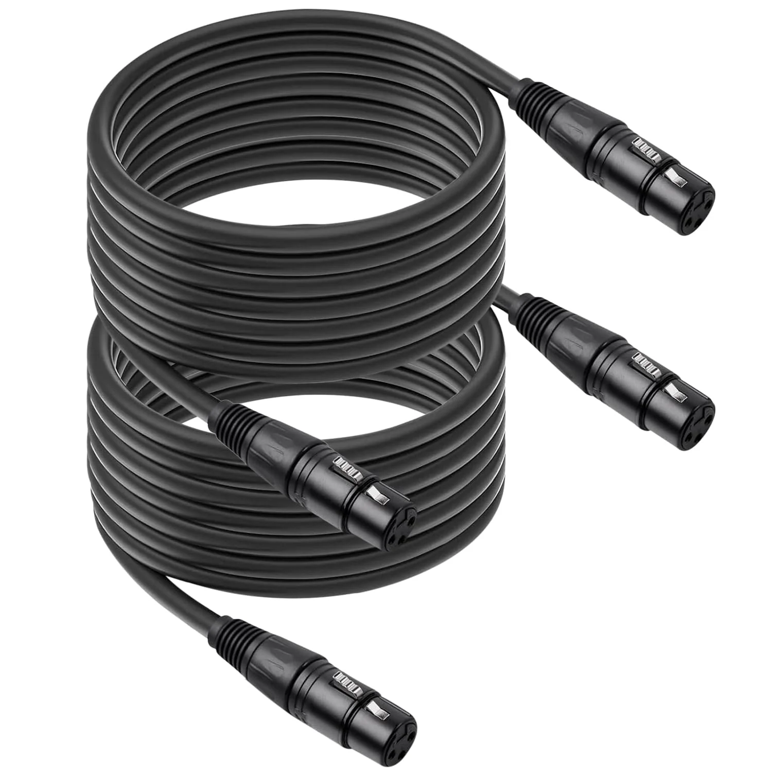 2 Pack 3 Pin XLR Female to Female Microphone Cables,25FT,Professional Balanced Audio Cable with Oxygen-Free Copper, Gold-Plated Connectors - for Studio, Stage, PA Systems 7.6M 7.6M/25FT