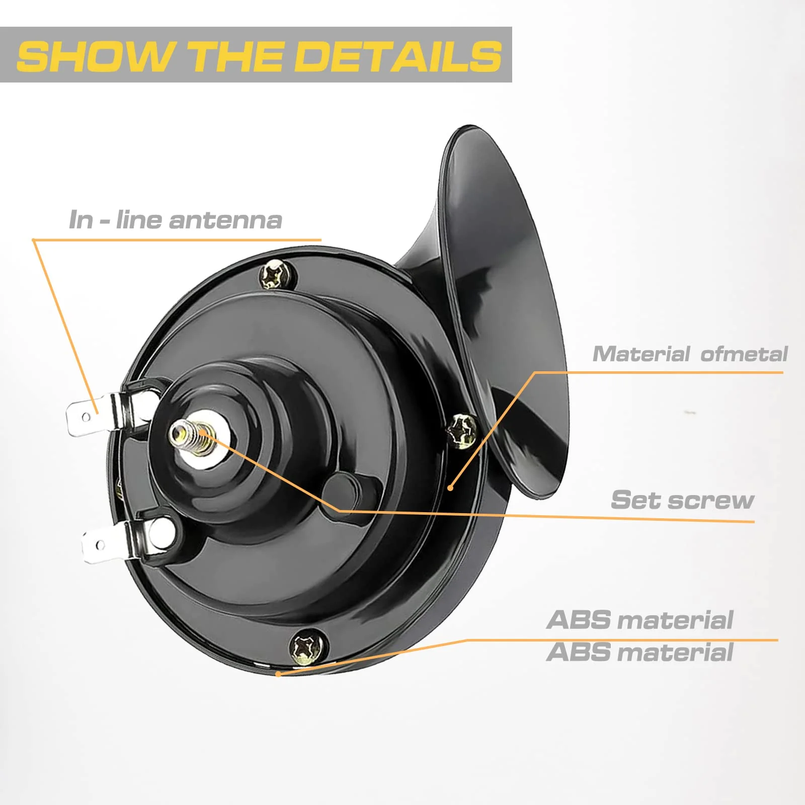 2 Pack 300DB Super Loud Train Horn, 12V Security Alarm Speaker, Car Waterproof Air Electric Snail Double Horn Replacement Kit, Fits for Most Cars Motorcycle, Truck, Bike (Black) 2 PCS Black - Image 4