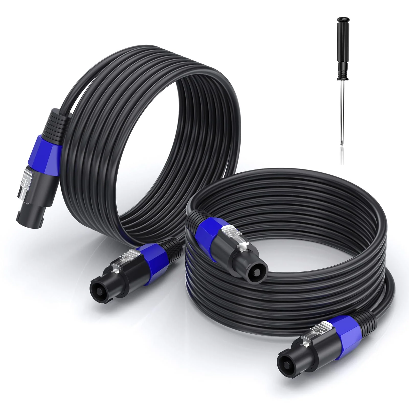 2 Pack 6 feet Professional Speakon to Speakon Cables, 12 AWG Patch Cords DJ/PA Audio Amplifier Speaker Cable Wire speakon to speakon end 6 ft