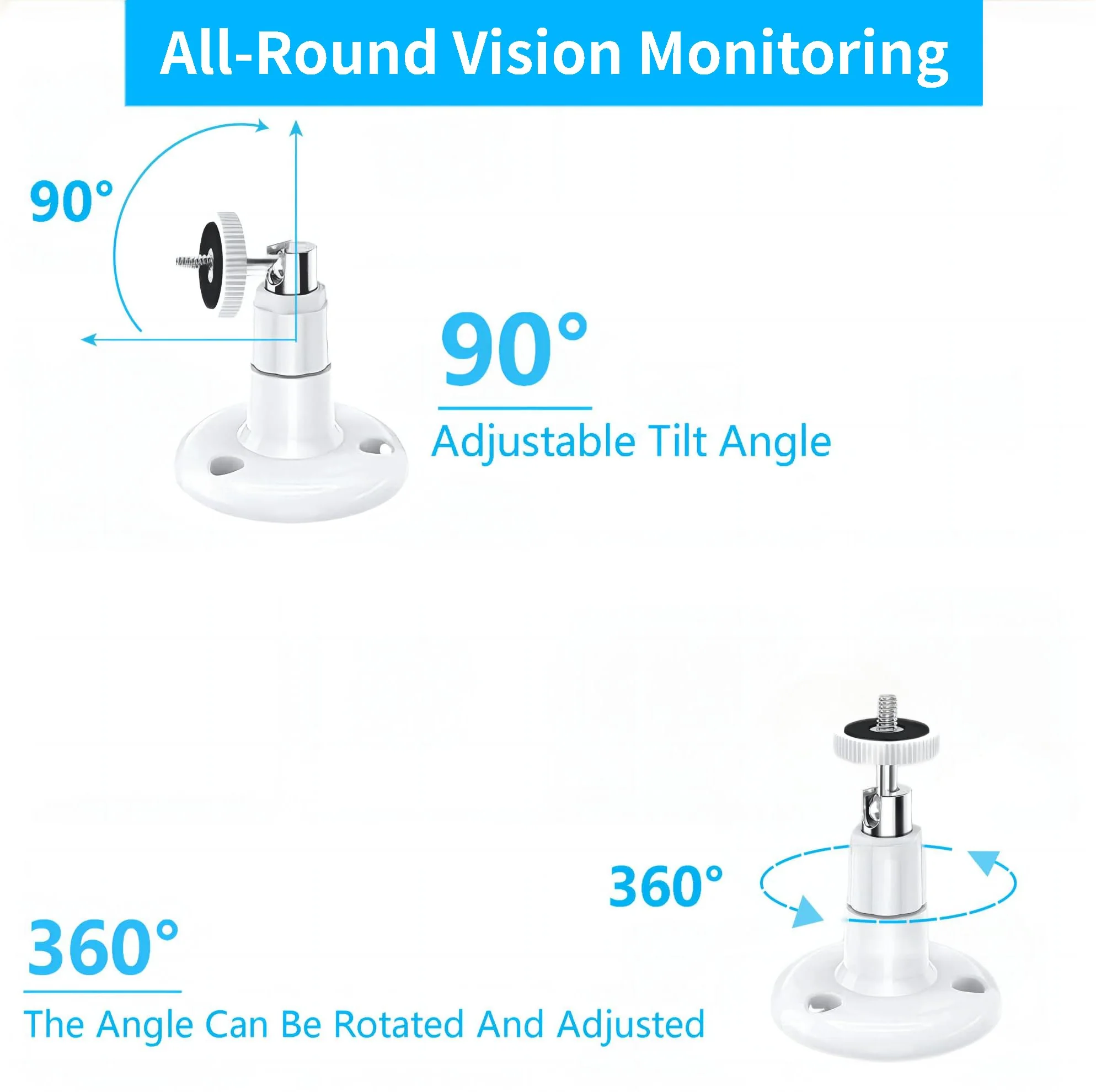2 Pack Adjustable Ceiling Wall Mount Kit for Plug-in Ring HD Security Camera&Stick Up Cam Battery,Indoor Outdoor Bracket for Arlo HD/2/3/4, VHB Adhesive or Screw,No Drill - Image 3