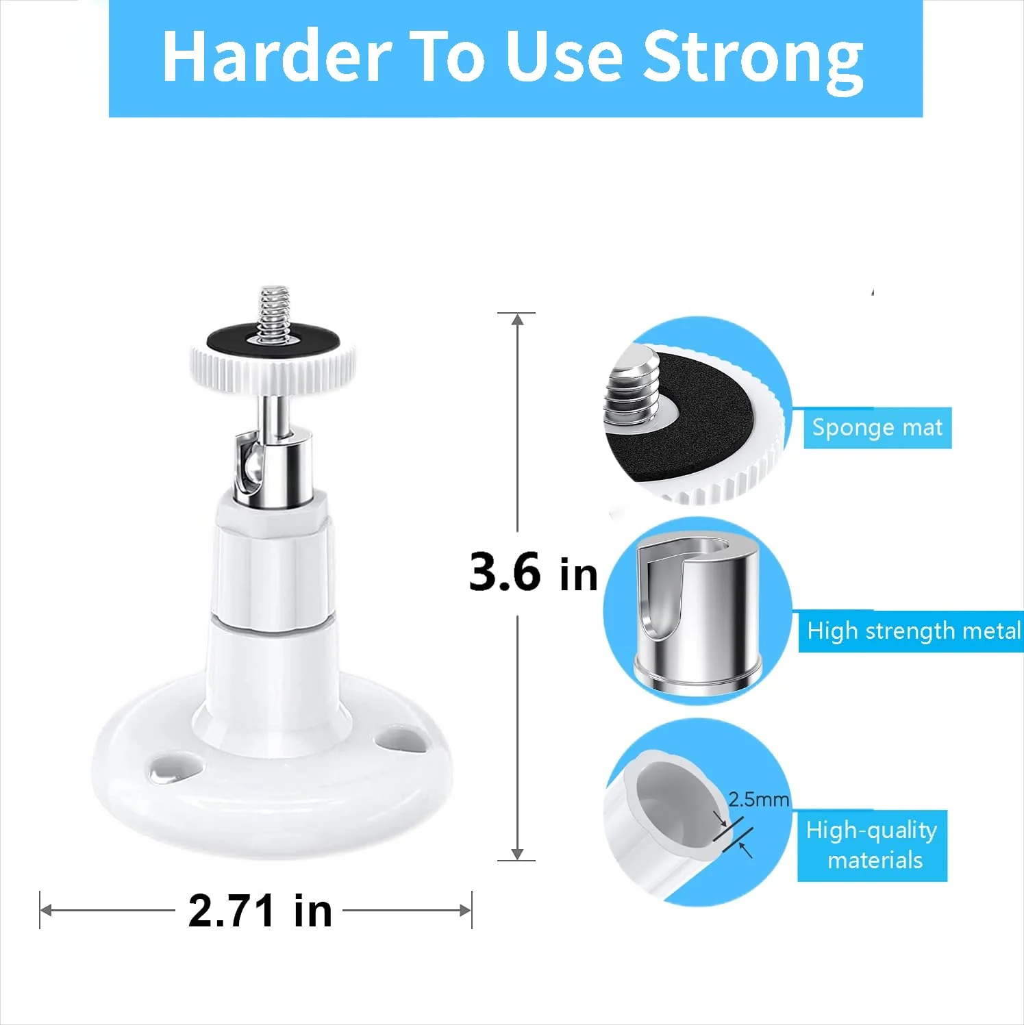 2 Pack Adjustable Ceiling Wall Mount Kit for Plug-in Ring HD Security Camera&Stick Up Cam Battery,Indoor Outdoor Bracket for Arlo HD/2/3/4, VHB Adhesive or Screw,No Drill - Image 4