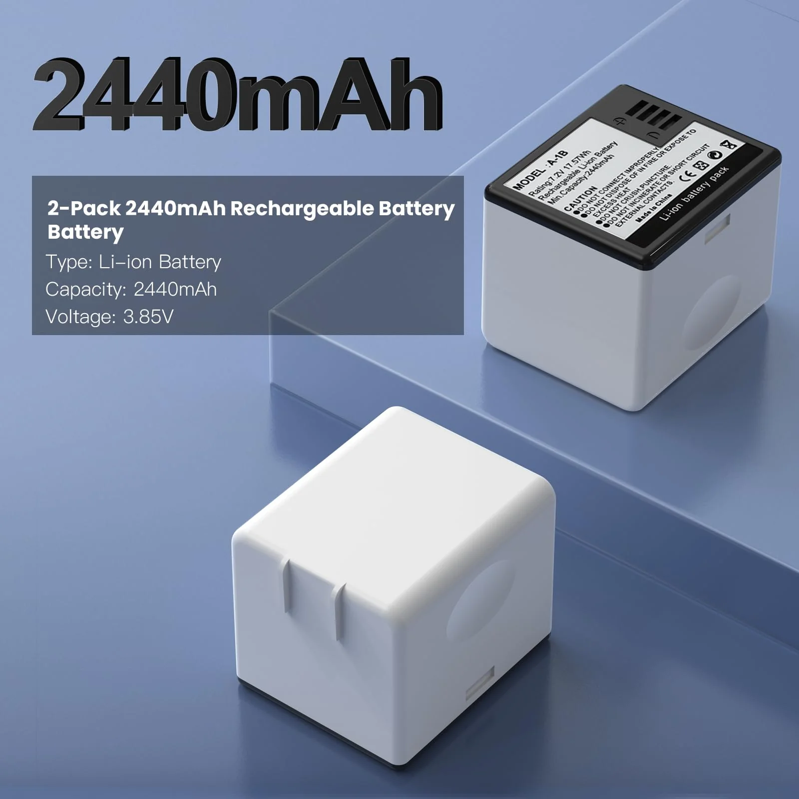 2-Pack Batteries Compatible with Arlo Pro, Arlo Pro 2 Cameras VMA4400, with LCD Dual Charger Station and USB C Cable (7.2V 2440mAh) - Image 3