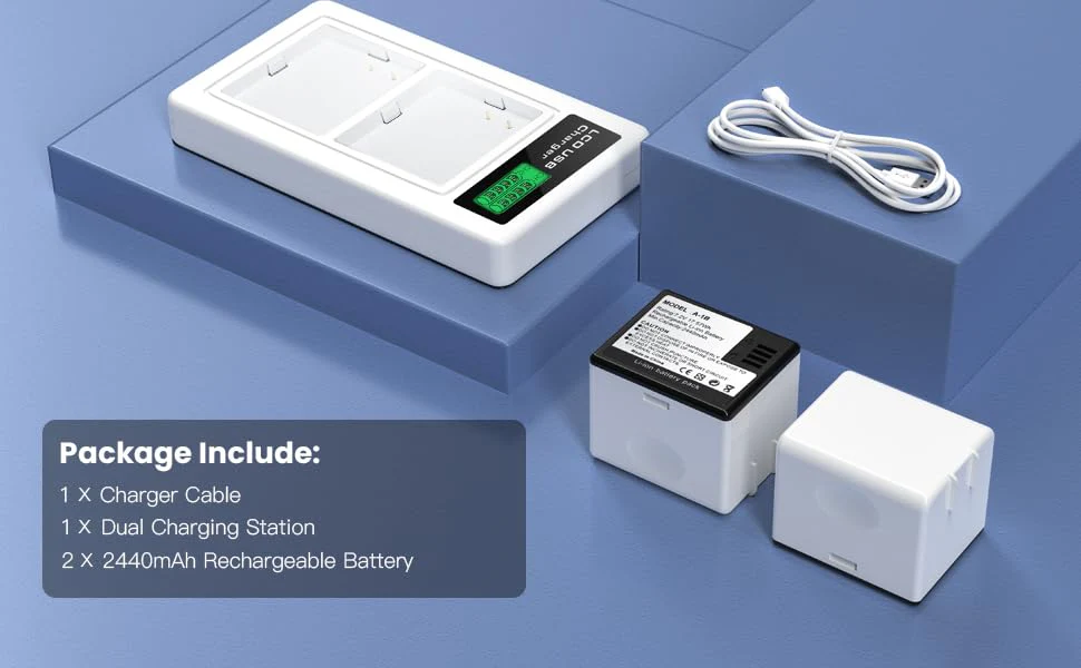 2-Pack Batteries Compatible with Arlo Pro, Arlo Pro 2 Cameras VMA4400, with LCD Dual Charger Station and USB C Cable (7.2V 2440mAh) - Image 7