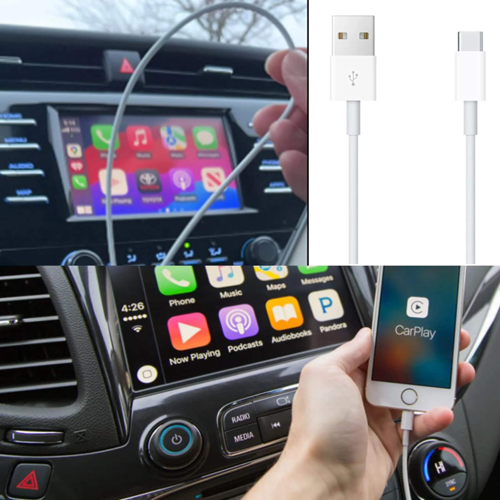 2 Pack Car Carplay Cable for iPhone 15 15 Pro Max 15 Plus Carplay USB C Cord USB A to USB C,MacBook Air/Pro,iPad usb C Cable 10th Gen iPad Pro iPad Air 5/4 Mini 6th iPhone 15 Car Charger Charging Cord 3 Feet 2 Pack White - Image 2