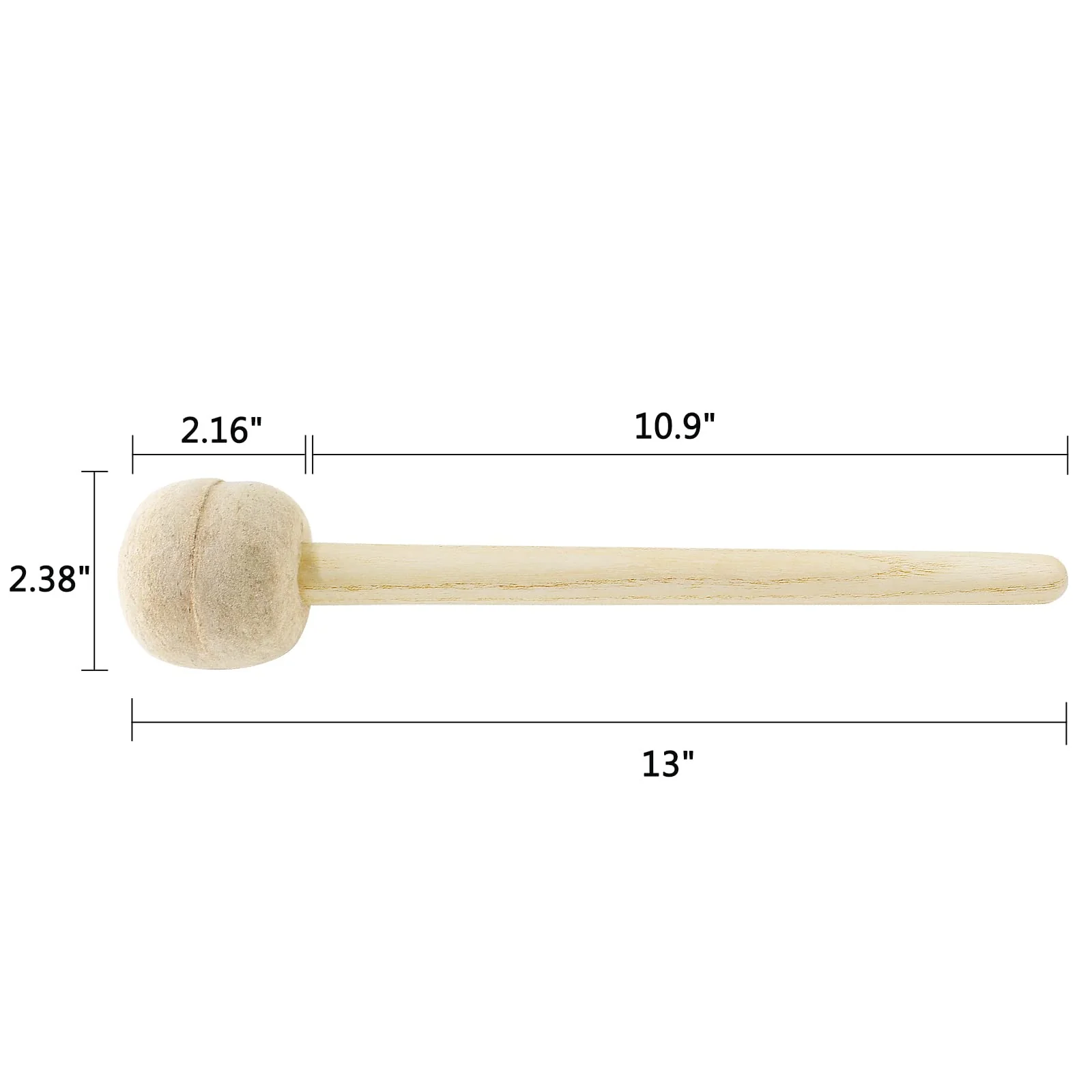 2 Pack Drum Mallet, 13" Wool Felt Drum Stick, Bass Drum Mallet Drum Stick, Anti-slip Bass Percussion Sticks, Beige - Image 3