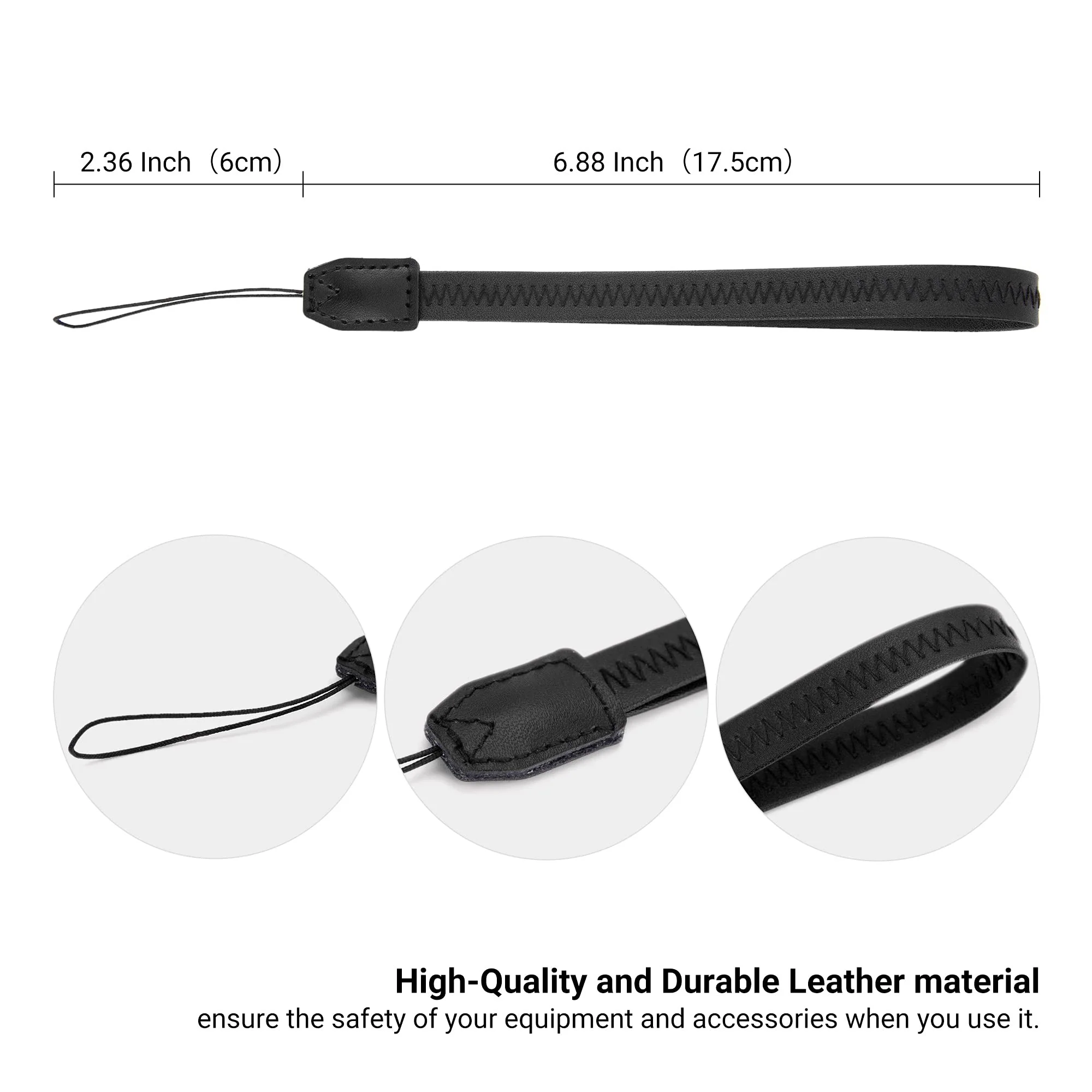 2 Pack Durable PU Leather Short Lightweight Hand Wrist Strap Lanyard String for Canon V10 G7X Mark III G5X Mark II Sony ZV-1 II RX100VII Ricoh GRIIIx Panasonic DMC-LX10 Leica SOFORT 2 Instant Camera 2 Black - Image 3