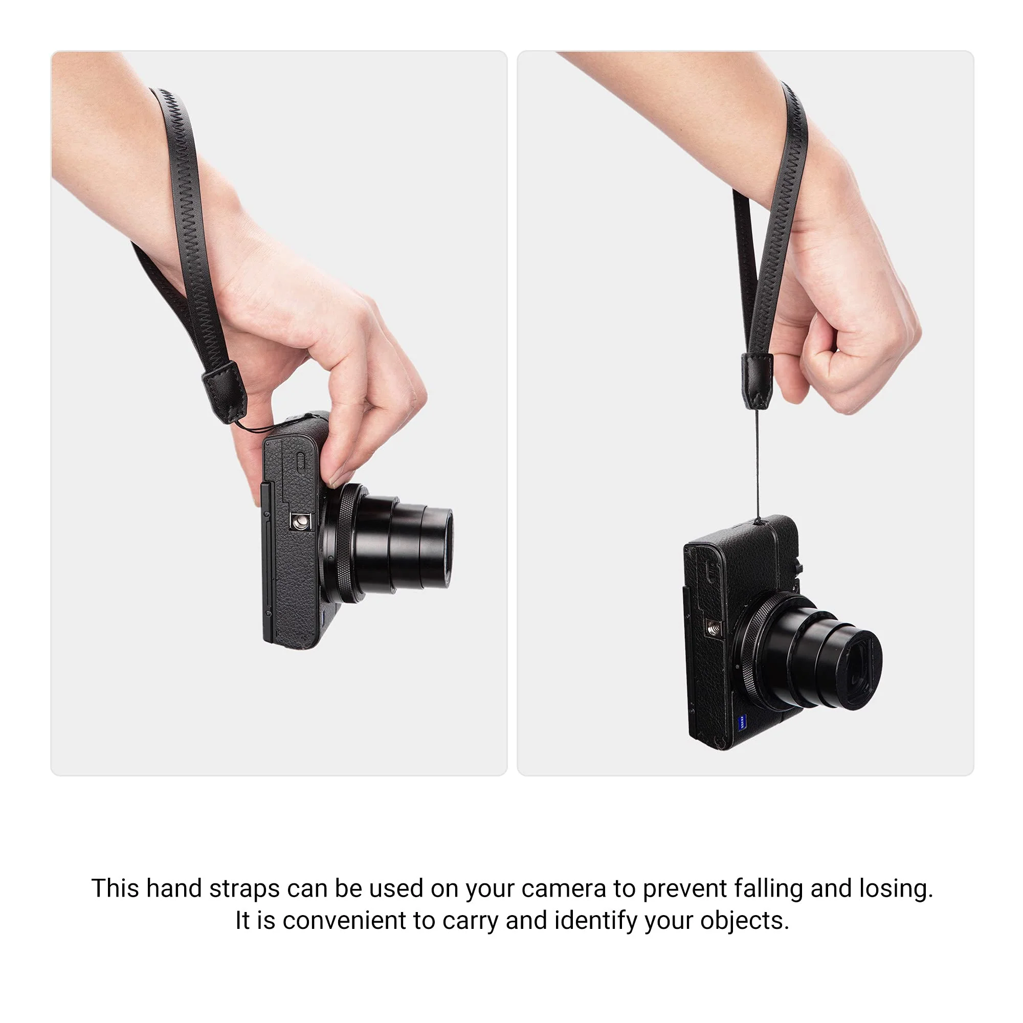 2 Pack Durable PU Leather Short Lightweight Hand Wrist Strap Lanyard String for Canon V10 G7X Mark III G5X Mark II Sony ZV-1 II RX100VII Ricoh GRIIIx Panasonic DMC-LX10 Leica SOFORT 2 Instant Camera 2 Black - Image 4