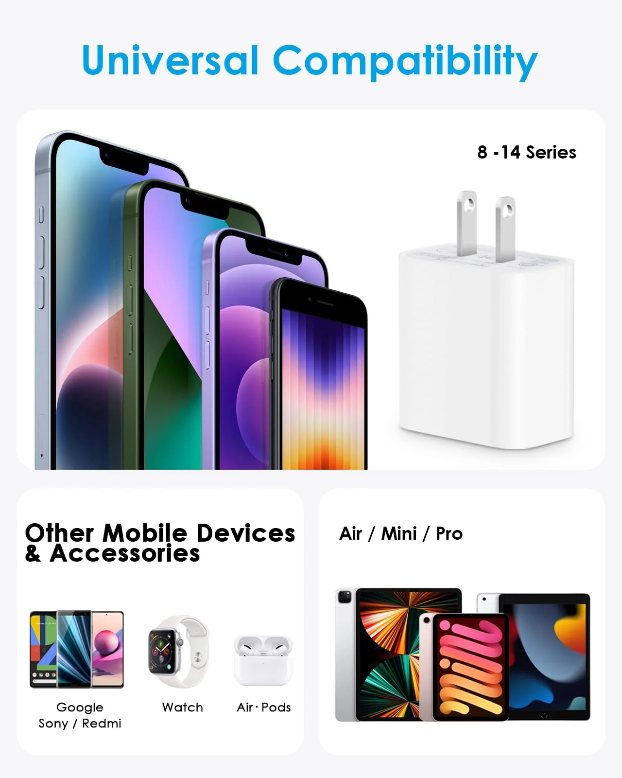 2 Pack for Phone Charger Fast Charger 10 FT 20W PD USB C Fast Charger Block with 10 Foot USB C Fast Charging Cable Compatible with iP14 Plus/14/13/12/11 Pro Max/XS/Max - Image 6