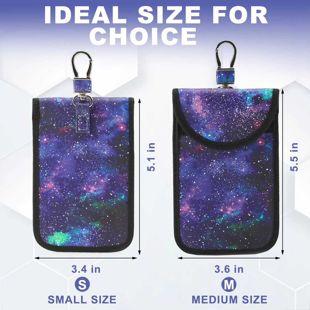 2 Pack Lightweight Faraday Key Fob Protector,Signal Blocking RFID Key Fob For Car - Purple 5.5*3.62inch+5.11*3.35inch - Image 2