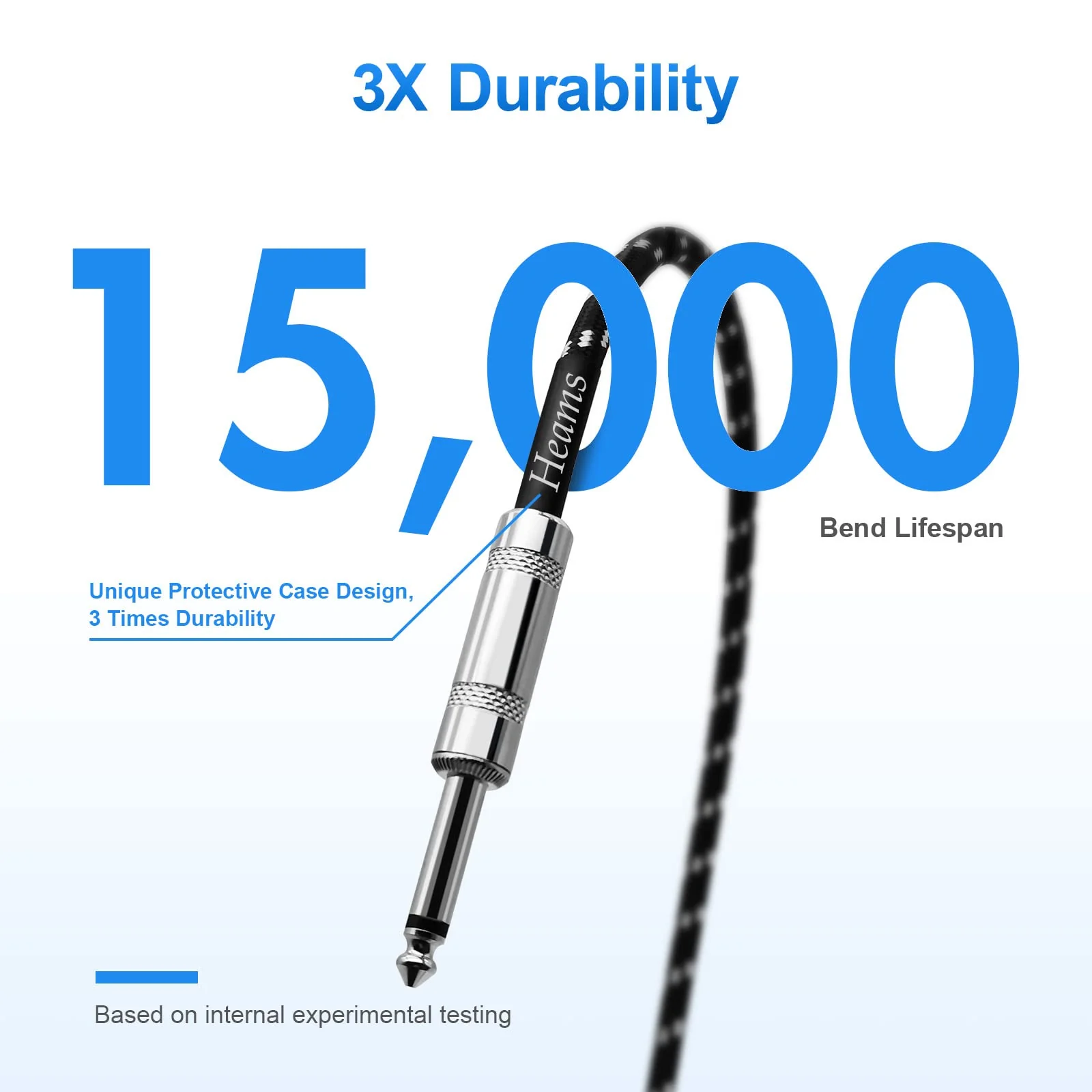 2 Pack Premium 10 FT Guitar Cable, 1/4 Inch Instrument Cable- Noise Free and Long-lasting Guitar Chord- AMP Cord for Bass, Electric Guitar, Electric Mandolin, Right Angle 10FT 2PK Right Angle to Straight Angle Black White - Image 4