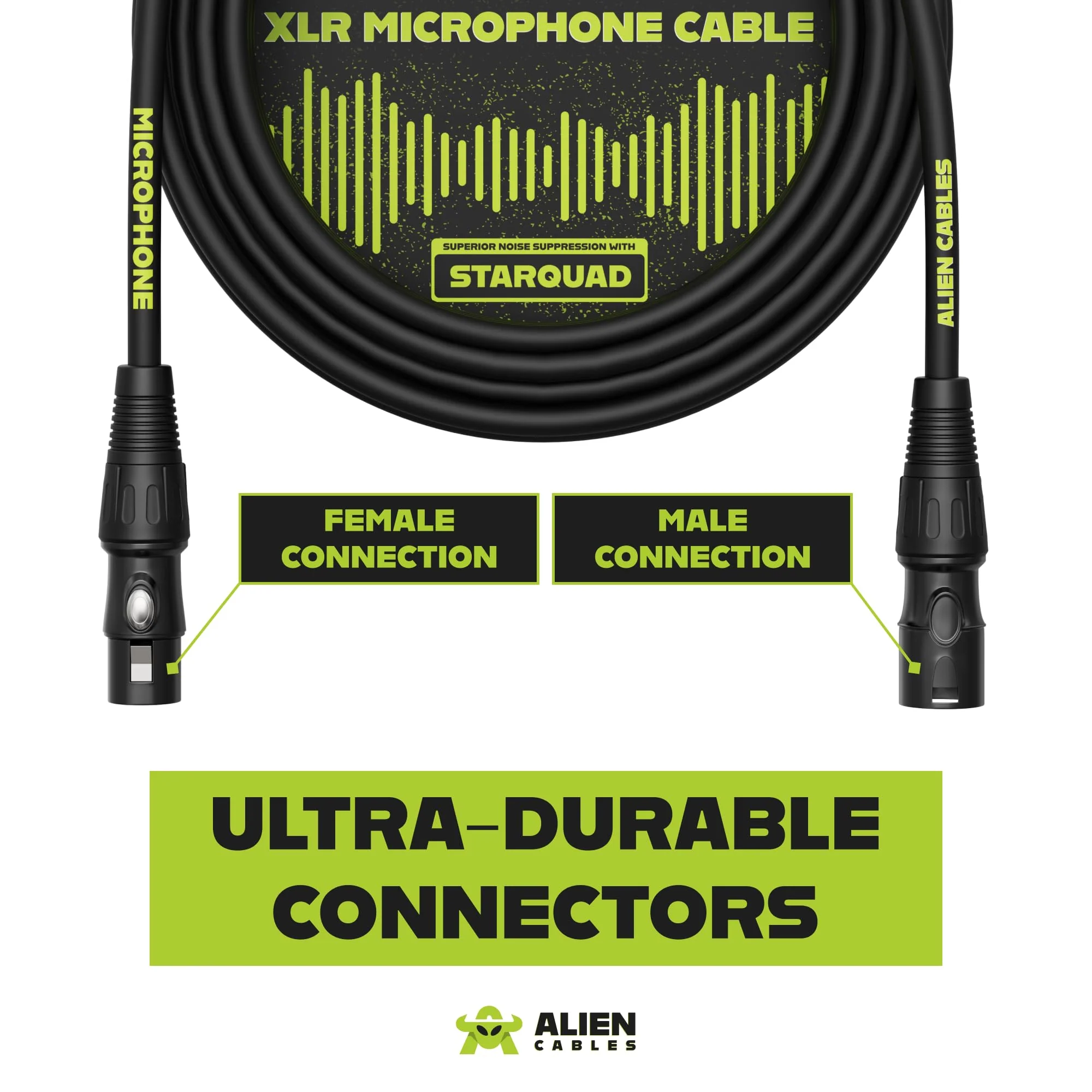 2-Pack Premium XLR Microphone Cables, Star-Quad Shielded XLR to XLR Cable 25 Foot, Pro Audio Mic Cord, Noise-Resistant OFC Conductors, Black 2 25 Feet - Image 4