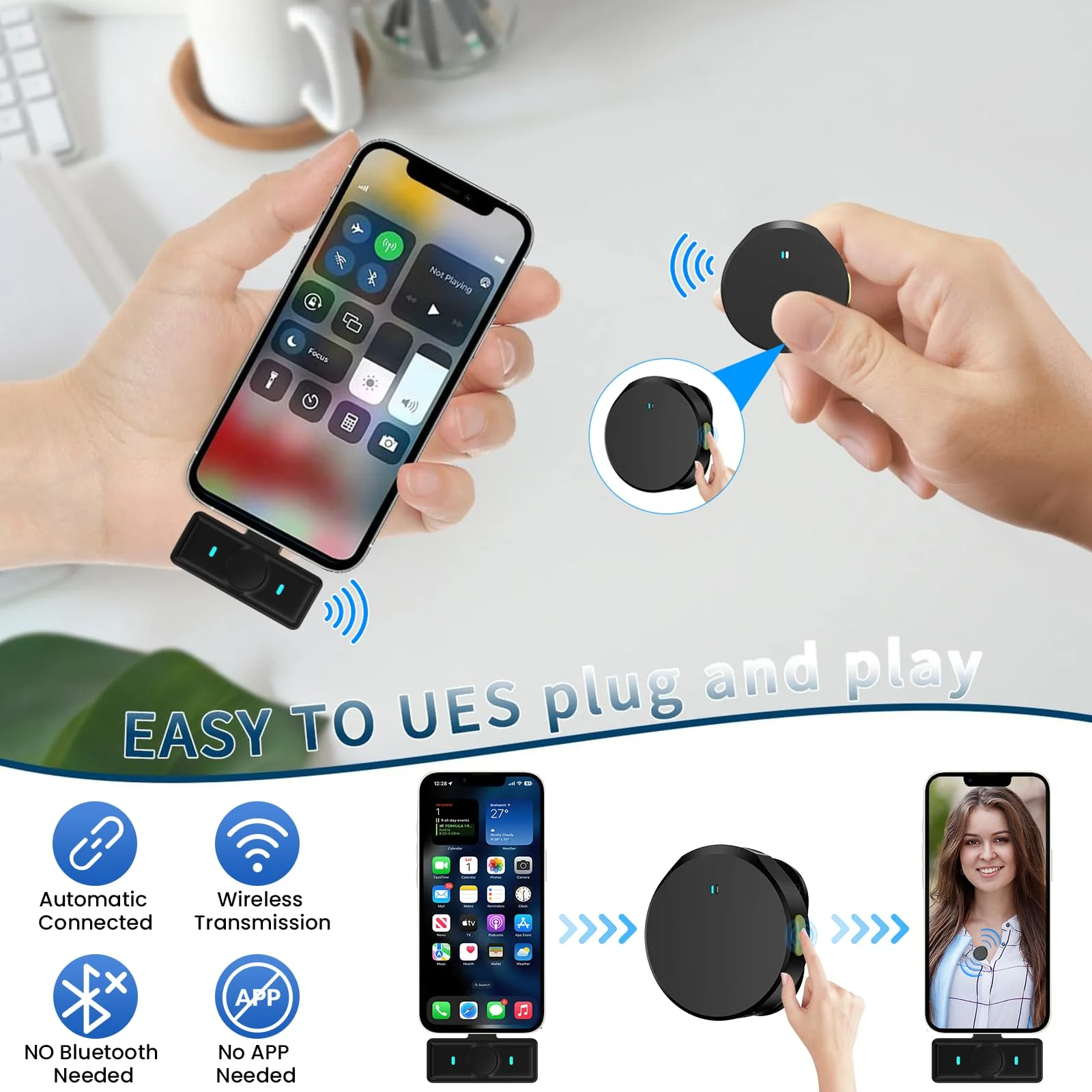 2 Pack Professional Wireless Mini Lavalier Microphone for iPhone,iPad with Charging Case- Noise Reduction Lapel Mic with Magnetic Clip for iPhone Video Recording, YouTube, Interview, TikTok, Vlog - Image 2