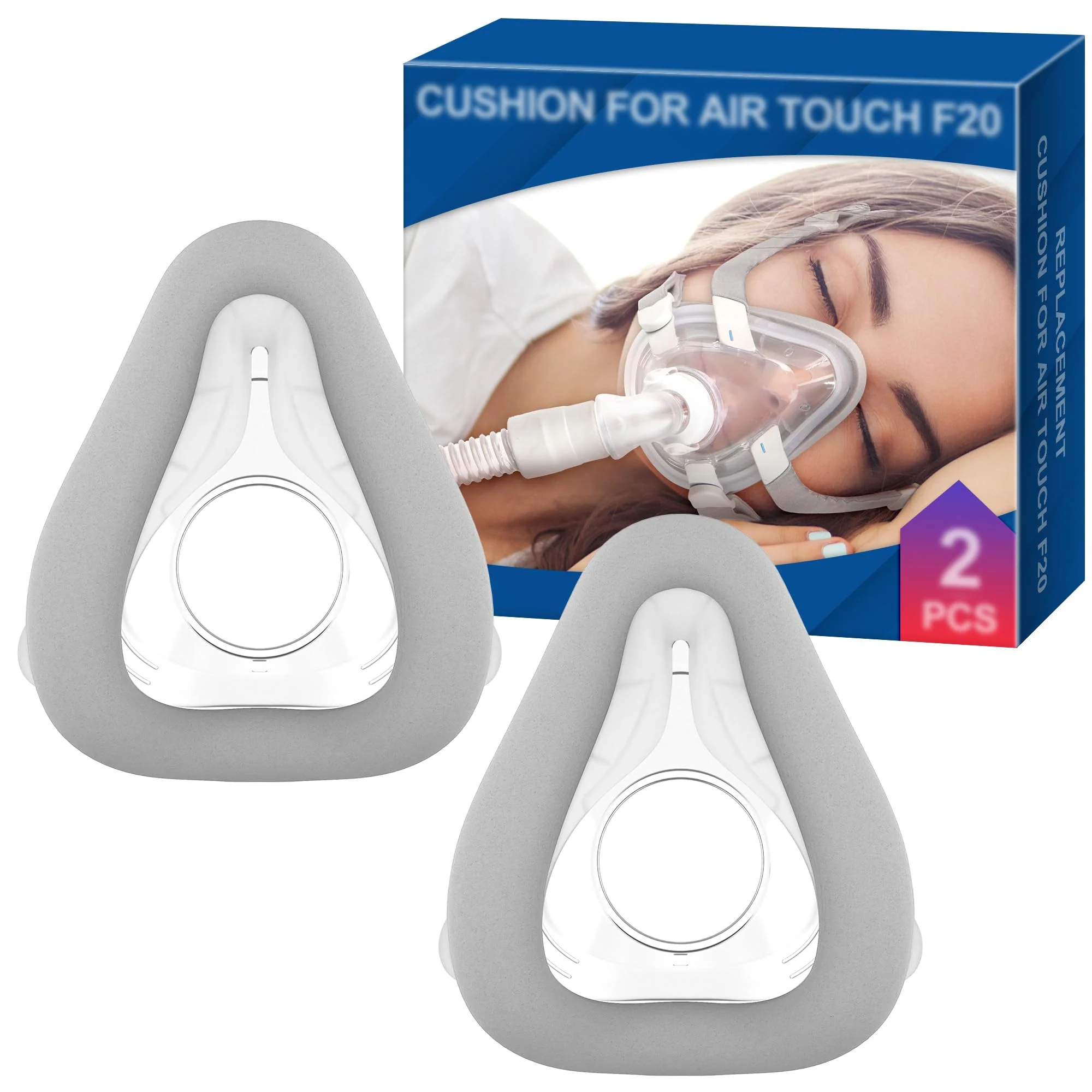 2 Pack Replacement Cushion (M) for AirTouch F20, Comfort & Seal with Memory Foam (New Version), Exceptional Value & Durable Replacement, CPAP Accessories by BlessEase (M) M