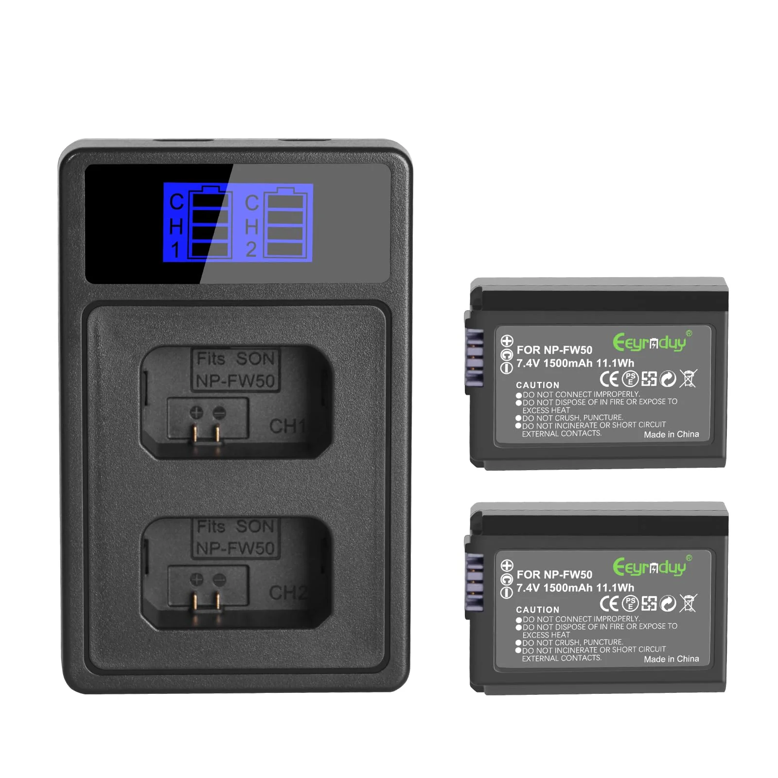 2 Pack Replacement NP-FW50 Battery and Charger for Sony Alpha a6500 a6300 a6000 a7 a7s a5100 a5000 a7r a7rii Cameras