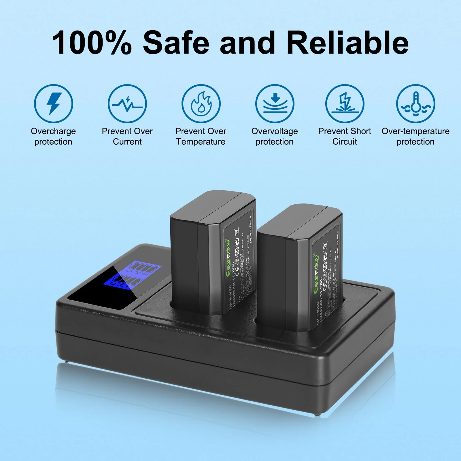 2 Pack Replacement NP-FW50 Battery and Charger for Sony Alpha a6500 a6300 a6000 a7 a7s a5100 a5000 a7r a7rii Cameras - Image 6