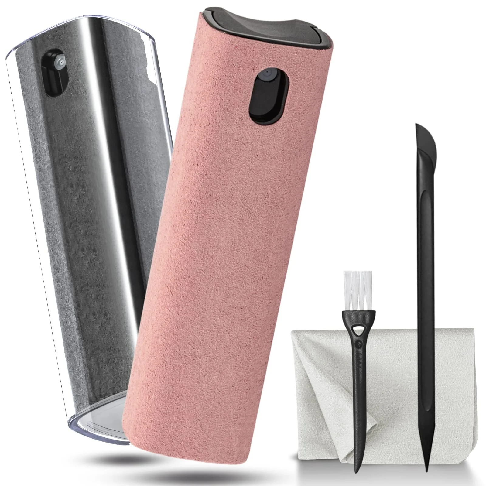 2 Pack Screen Cleaner Spray and Wipe for Laptop Monitor and Car Screens, Phone Touchscreen Mist Cleaning Kit for Cellphone, Tablet, PC, Computer, LCD, Eyeglass, iPhone, iPad, Mac Pro - Grey and Pink Grey, Pink