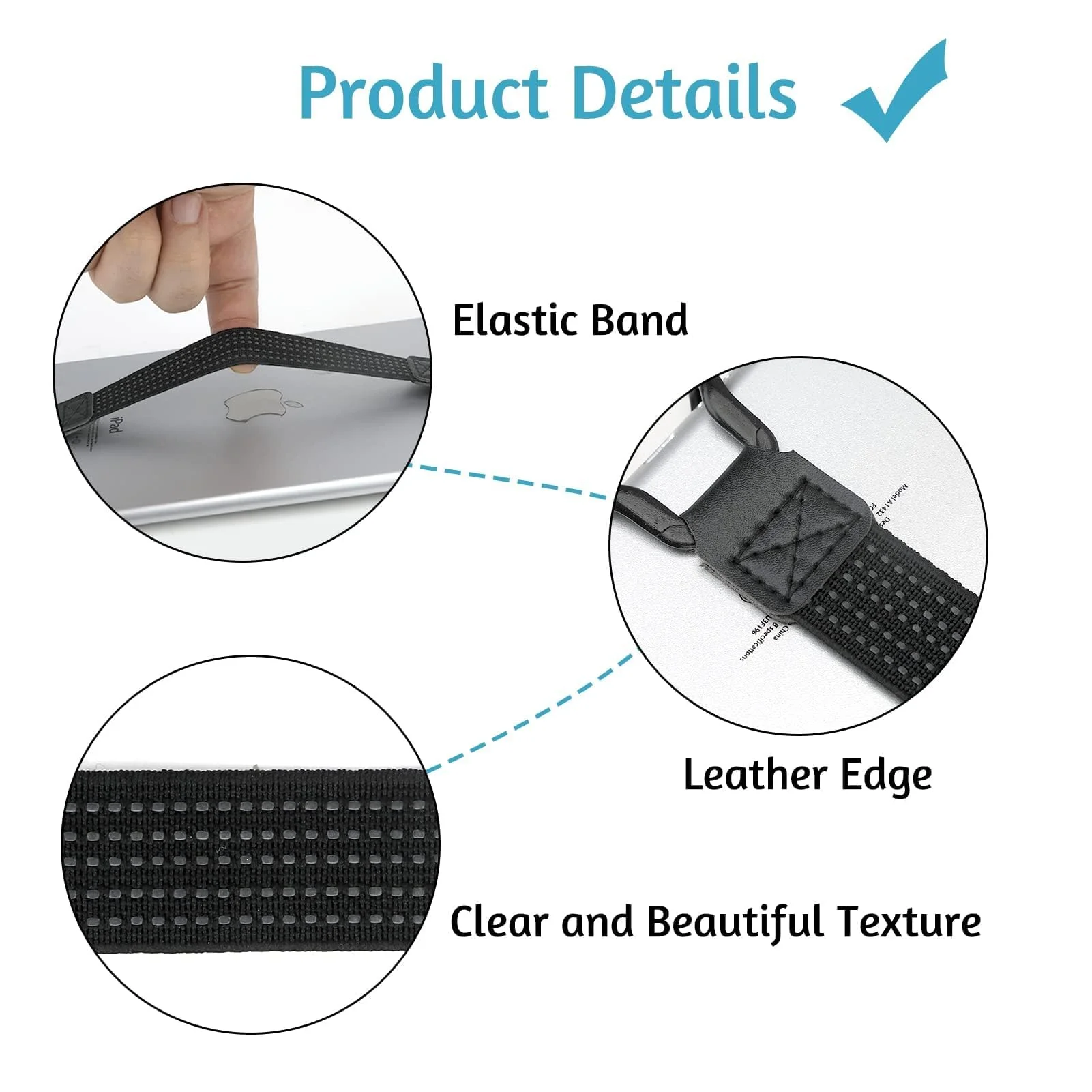 2 Pack Security Tablets Hand Strap Holder for Tablet PC, 7.6''-11'' Handle Grip High-Elasticity Bands, One-Handed Operation No-Dropping Strap Compatible with iPad/Air Kindle eReaders (Black) - Image 5