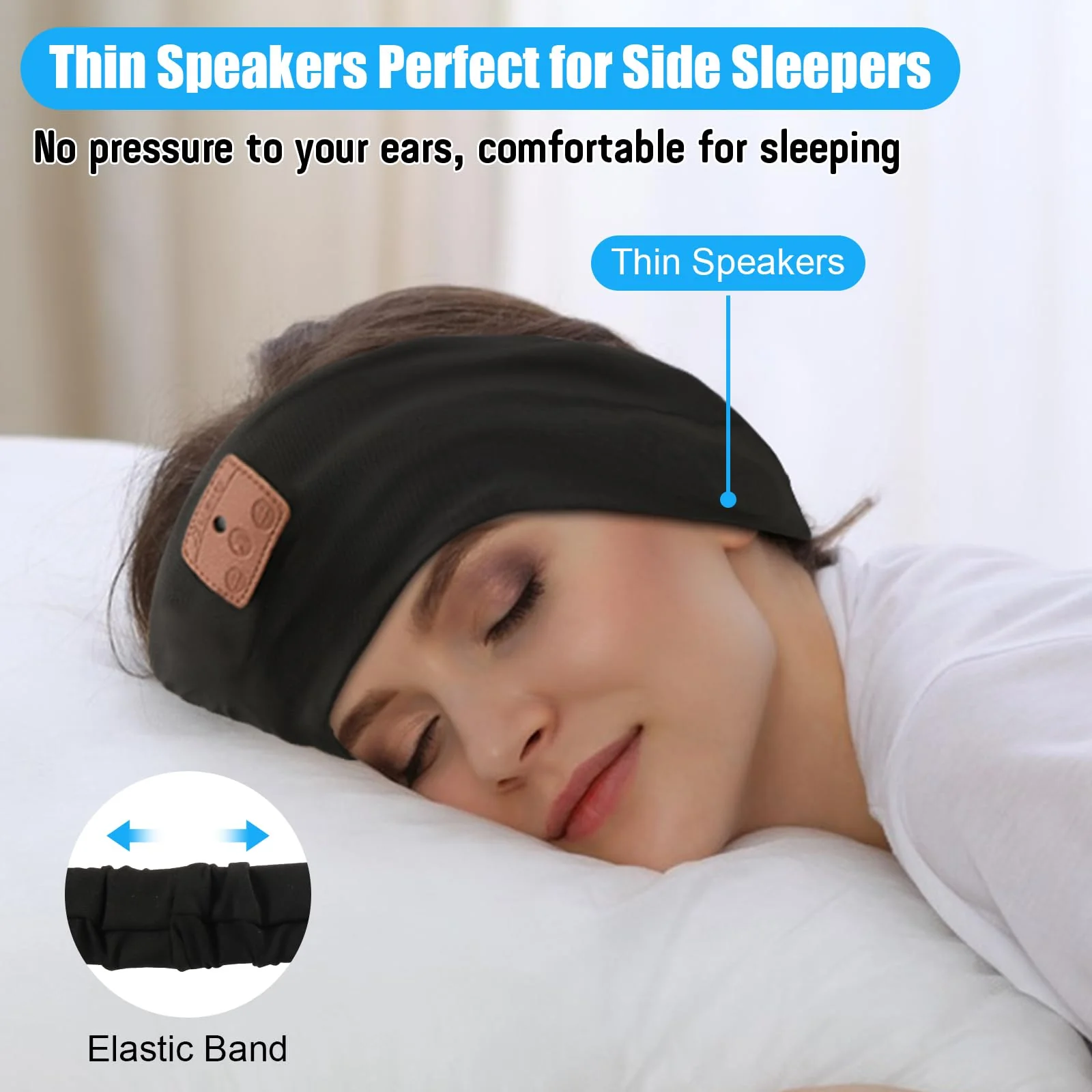 2-Pack Sleeping Headphones Bluetooth 5.4 Headband, Headband Headphones with Ultra-Thin Speakers, Headphones Headband for Side Sleepers, Running, Insomniac, Travel, Meditation(Black&Grey) Black+Grey - Image 2