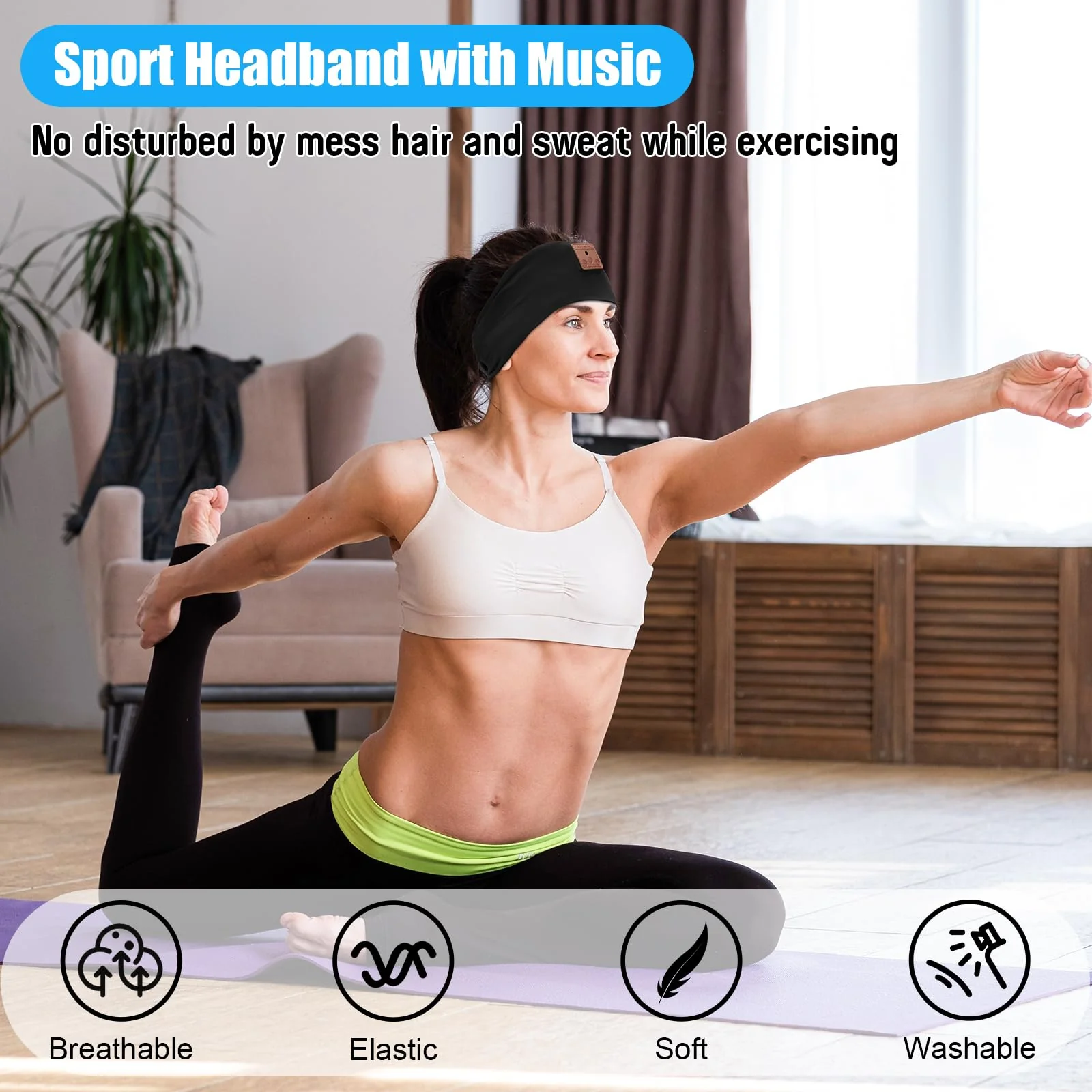 2-Pack Sleeping Headphones Bluetooth 5.4 Headband, Headband Headphones with Ultra-Thin Speakers, Headphones Headband for Side Sleepers, Running, Insomniac, Travel, Meditation(Black&Grey) Black+Grey - Image 5