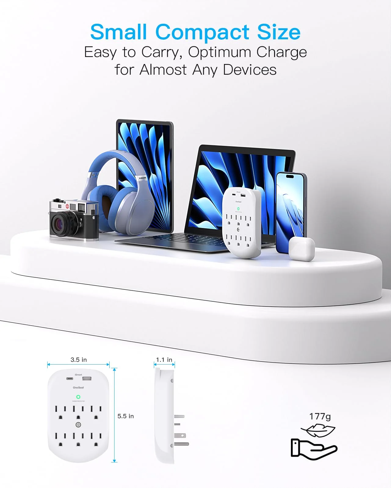 2 Pack Surge Protector Outlet, Multi Plug Outlet Adapter with 6 Wall Outlets 2 USB Wall Charger (1 USB C Port), Wall Outlet Extender, Multiple Outlet Wall Plug Splitter for Home Office Dorm Room - Image 5