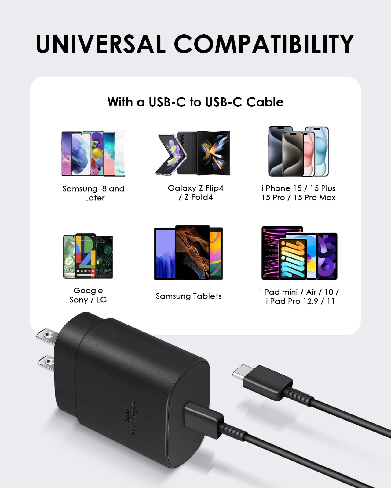 2 Pack USB C Charger, 25W Type C Charger Fast Charging with USB C to C Charger Cable 6FT Android Phone Charger for Galaxy S24 Ultra/S23+/S22/S21/S20/Phone 15/15 Plus/15 Pro Max - Image 7