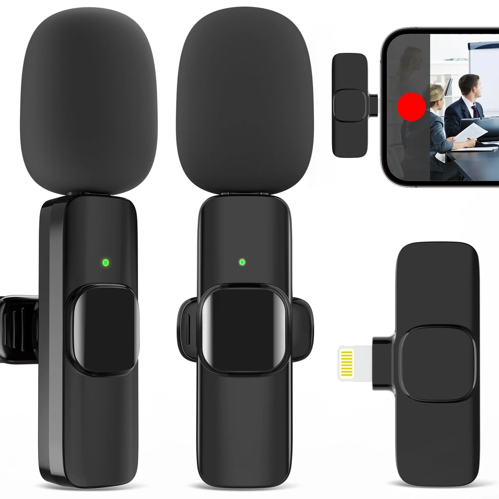 2 Pack Wireless Lavalier Microphone for iPhone iPad, Professional Lapel Mics, Wireless Mic Plug-Play, Lapel Microphone for Video Recording Interview Conference Podcast Vlog YouTube TikTok