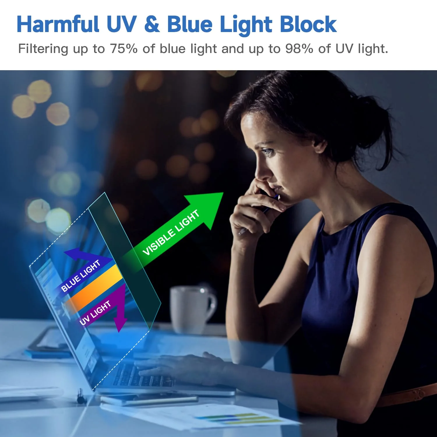 2 Pcs 14 Inch Anti Blue Light Screen Protector(16:10), Reduce Eye Strain Anti Glare Blue Light Blocking Screen Protector for HP/Dell/Acer/Asus/Samsung/Lenovo 14’’ with 16:10 Resolution Laptop 14 inch with 16:10 aspect ratio - Image 3