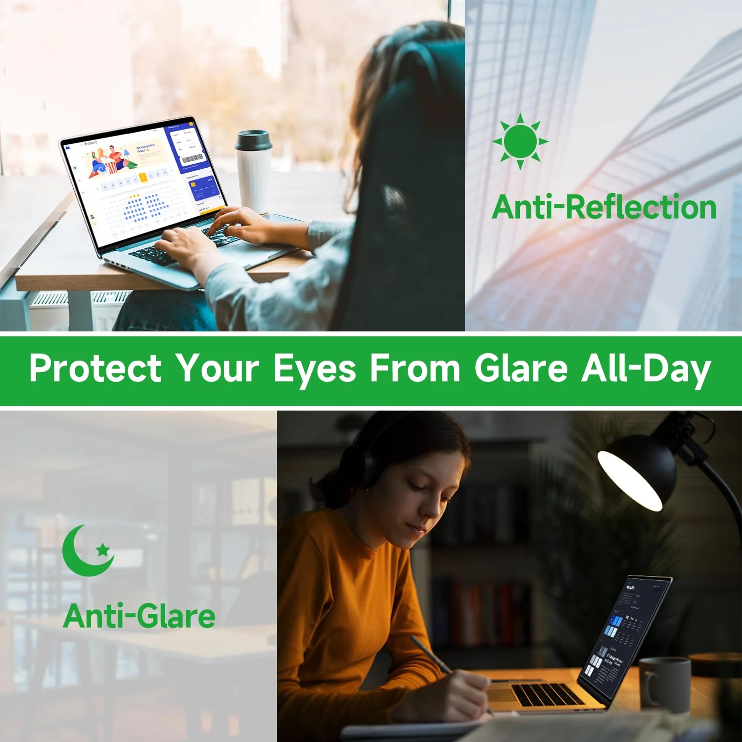 2 Pcs 17.3 Inch Anti Blue Light Screen Protector, Reduce Eye Strain Matte Anti Glare Computer Screen Cover, Blue Light Blocking Screen Protector for HP/Lenovo/Dell/ASUS/Acer/Samsung 17.3’’ with 16:9 17.3 inch with 16:9 aspect ratio - Image 6