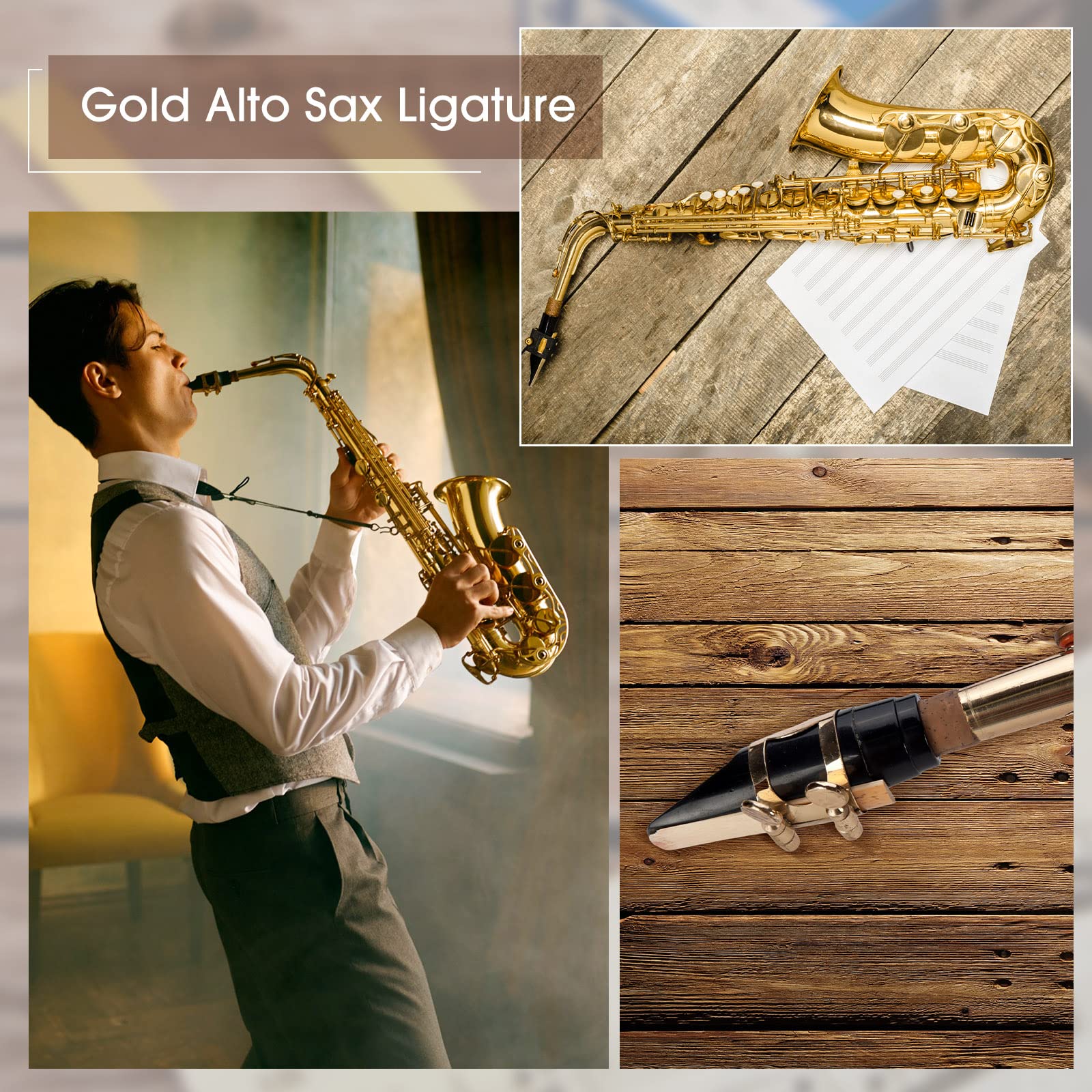 2 Pcs Alto Sax Ligature Alto Saxophone Ligature Gold Alto Saxophone Mouthpiece Ligature with Adjustable Screws Saxophone Ligature Fastener for Sax Mouthpiece Instrument - Image 4