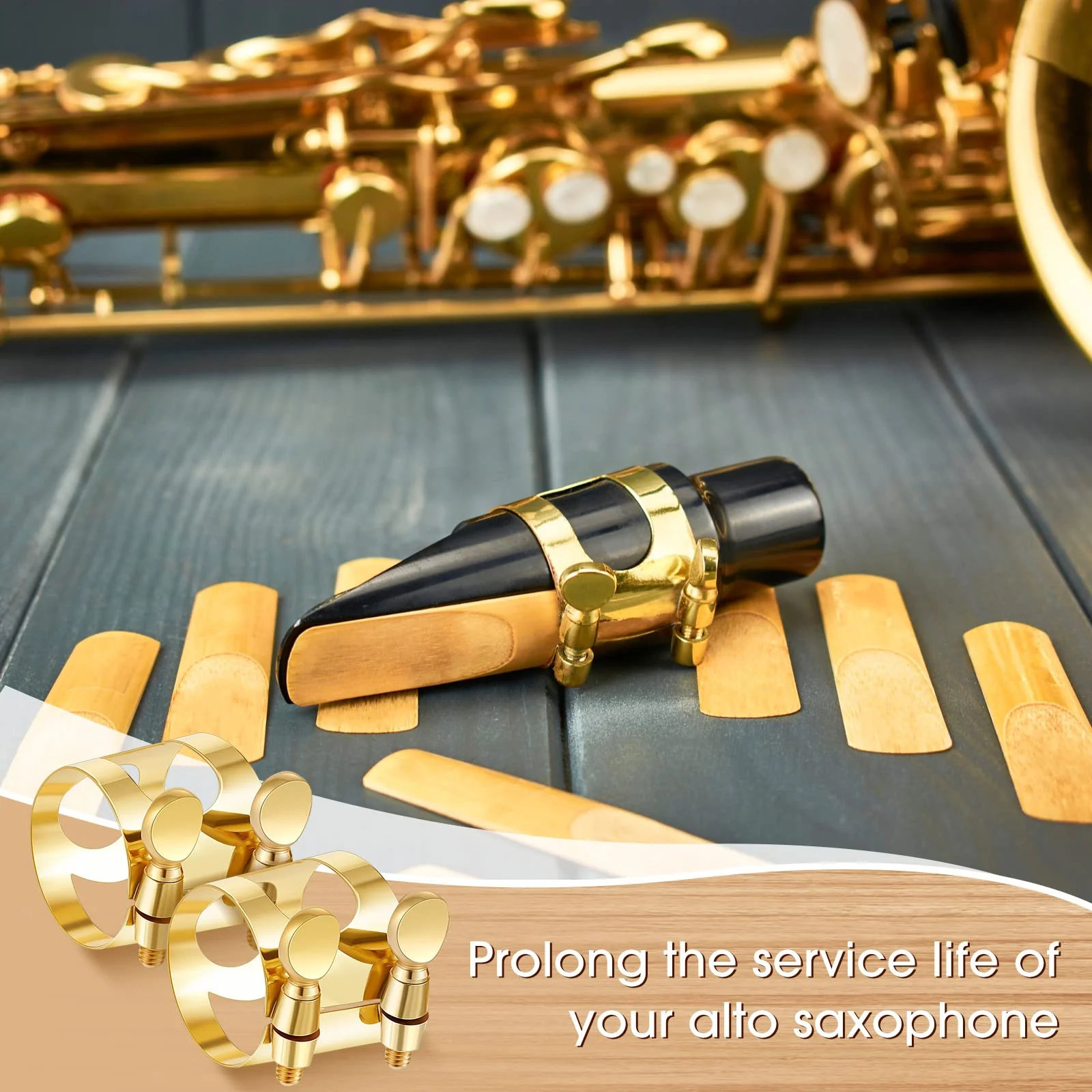 2 Pcs Alto Sax Ligature Alto Saxophone Ligature Gold Alto Saxophone Mouthpiece Ligature with Adjustable Screws Saxophone Ligature Fastener for Sax Mouthpiece Instrument - Image 7