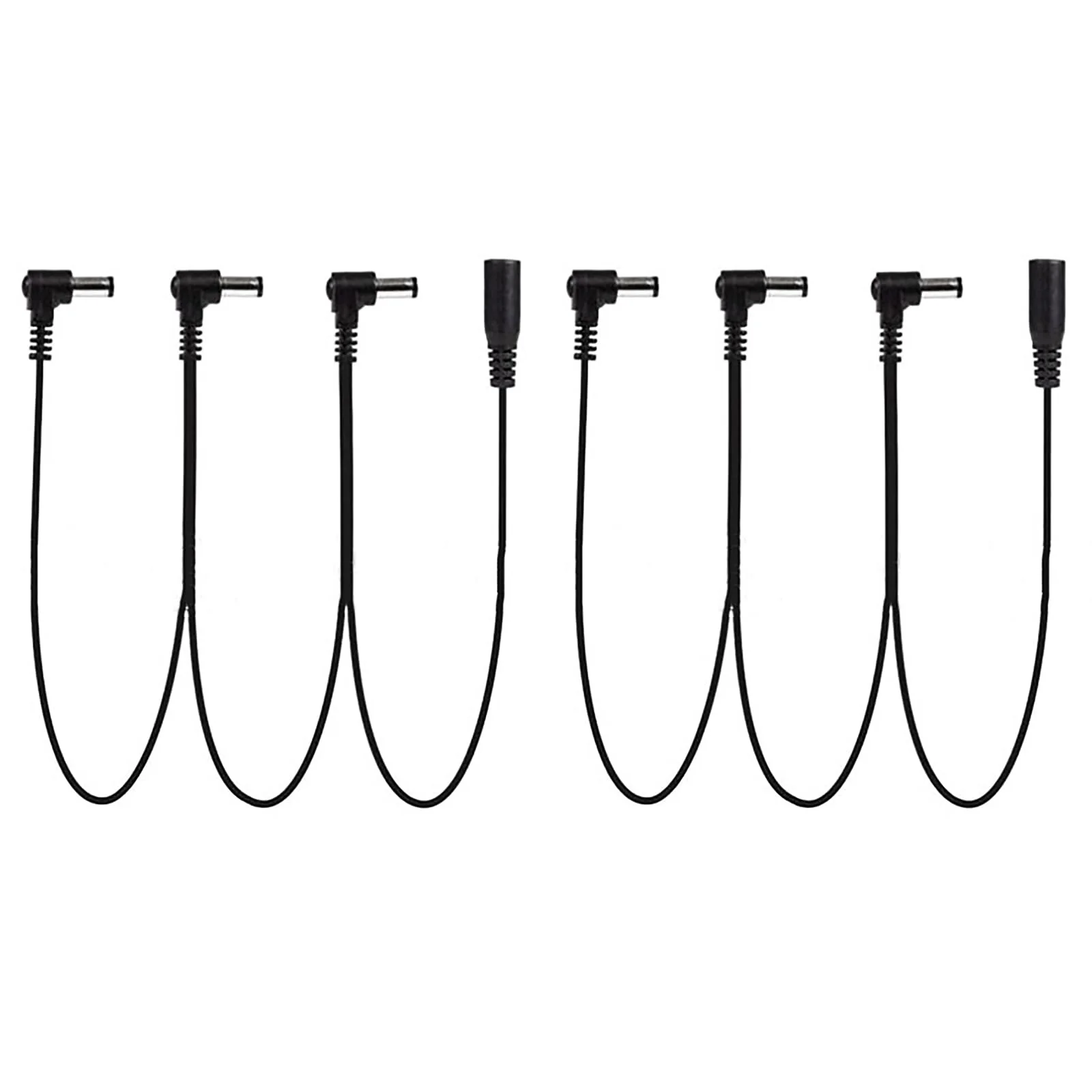 2 Pcs Black 1/3 Daisy Chain Power Cord DC Elbow Three Ways Daisy Chain Power Line DC for Guitar Pedal Power Adapter