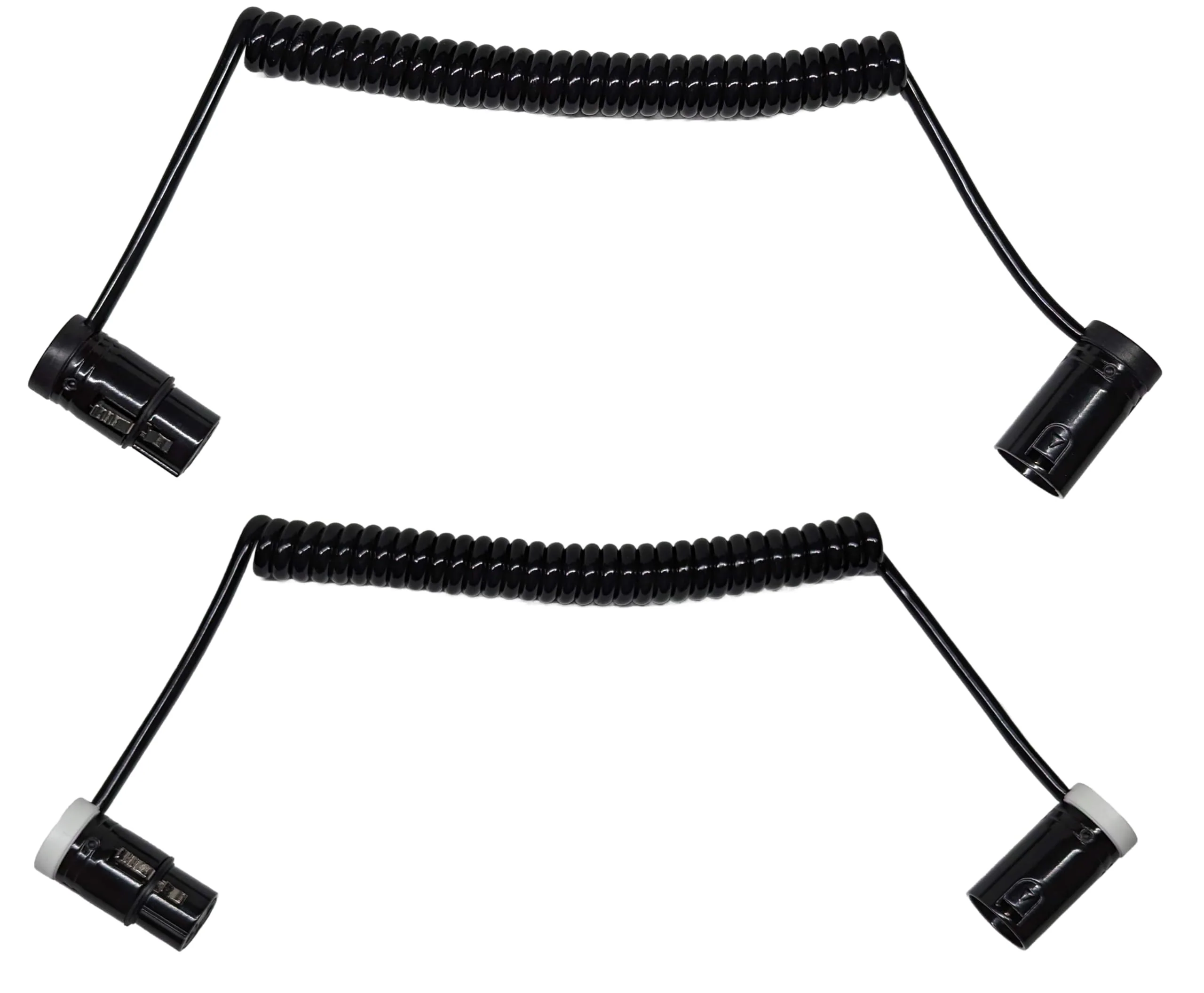 2-Pcs Coiled Low-Profile 3-Pin XLR Female to XLR Male Adjustable-Angle Cable for Sound Devices 302, 552, 633, 688, 788T Mixer, Zaxcom, Zoom F8, 20-Inches, Black and White 2-Pcs, Black + White