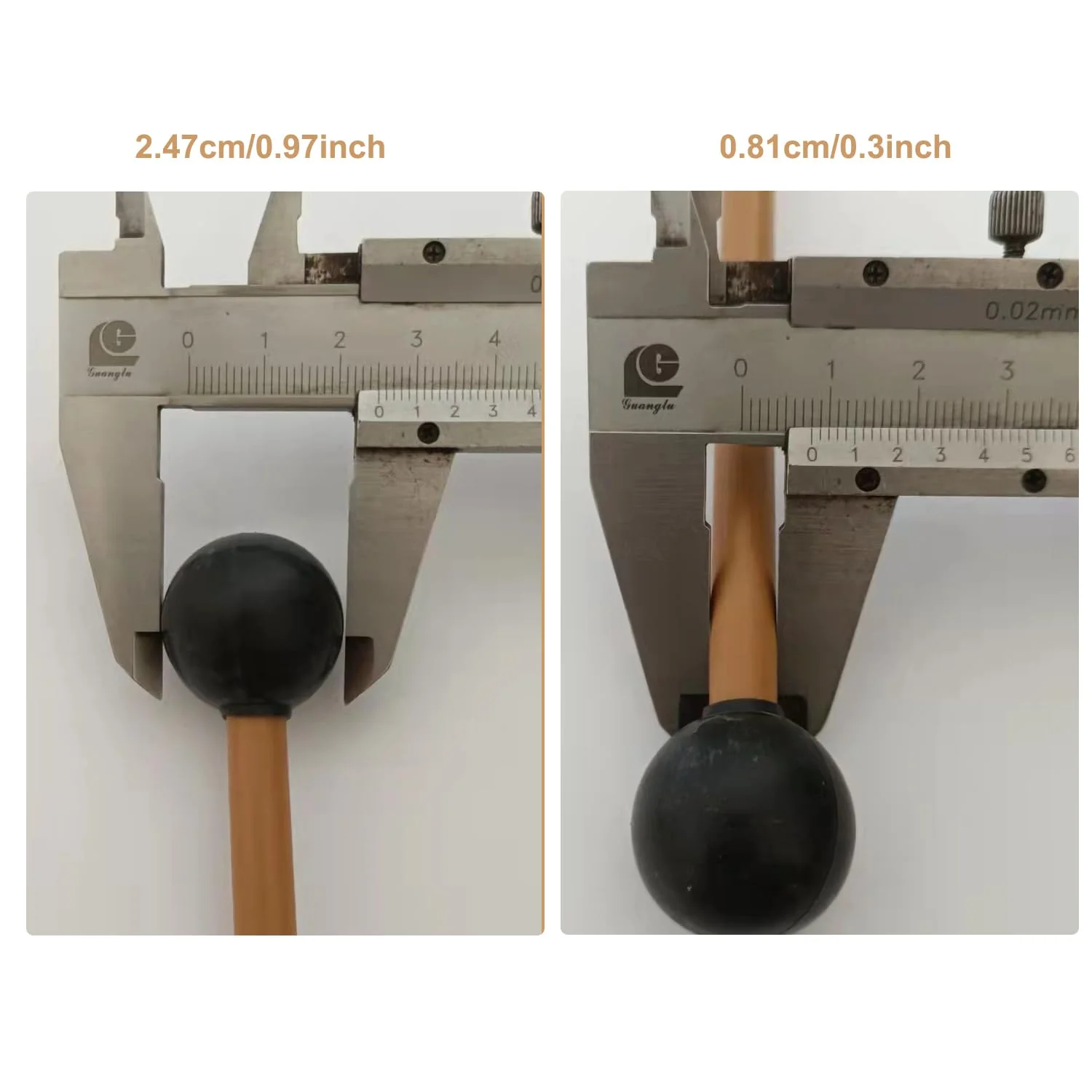 2 Pcs Glockenspiel Mallets - Rubber Bell Mallets Percussion with Plastic Handle, 8-inch drumsticks for Bell Stick, Tongue Drum Mallets - Image 3