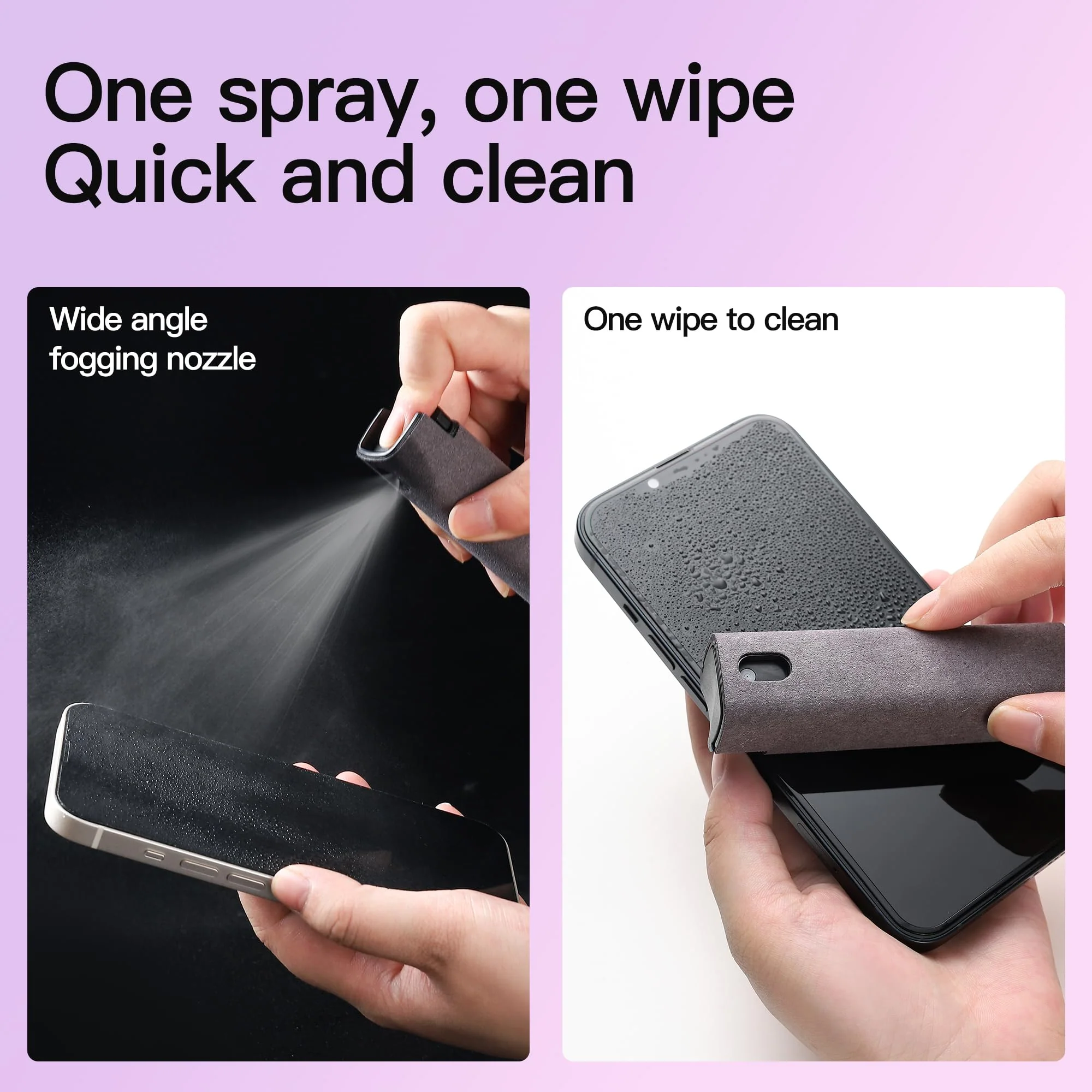 2 Pcs Screen Cleaner Kit, 3-in-1 Touchscreen Mist Cleaner Spray Bottle Tool & Microfiber Cloth for Phone/Laptop/Tablet/TV/Monitor/Car Screens(Grey) 2 Pcs-Grey - Image 4