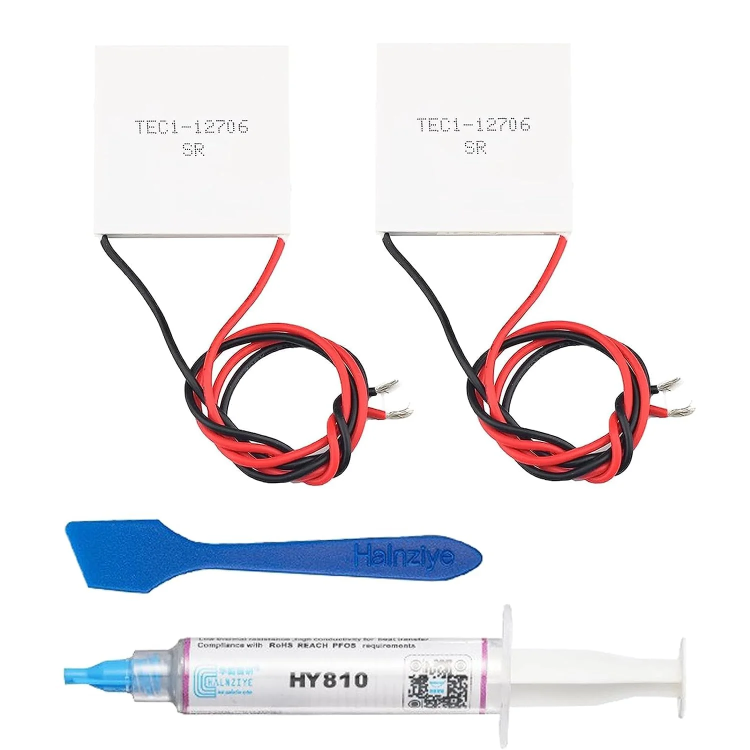 2 Pcs TEC1-12706 Peltier Cooling Module Semiconductor Cooling Tablets with 5g Thermal Paste Heatsink Thermoelectric Cooler Kit 2 pieces Peltier cooling module + 1 piece thermal pastes
