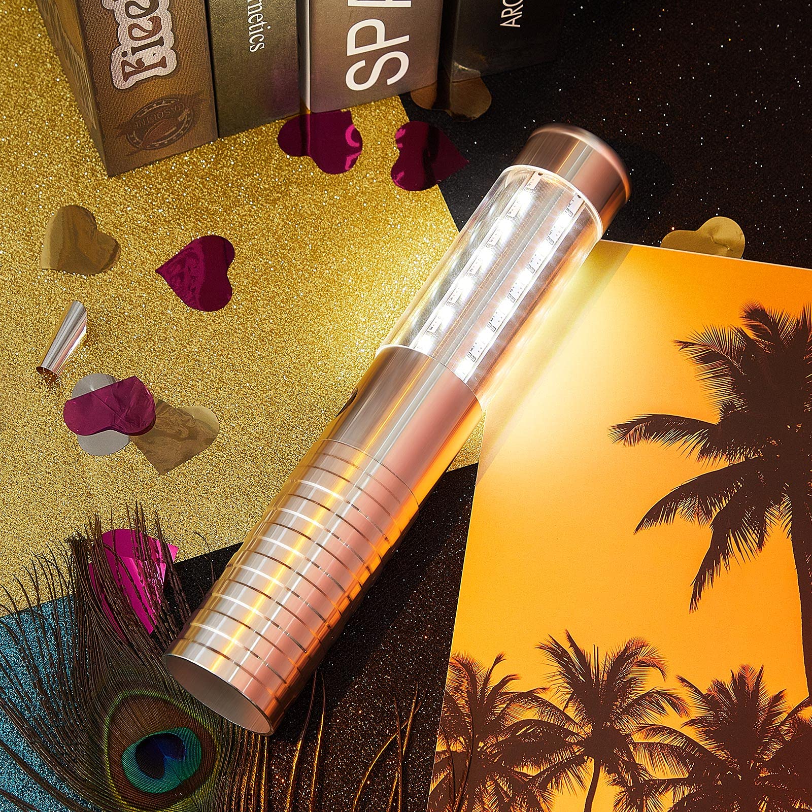 2 Pieces LED Strobe Baton Light LED Bottle Service Light Reusable LED Light Champagne Bottle Handheld Light for Party Concert Event Outdoor (Silver, White Light) Silver, White Light - Image 7