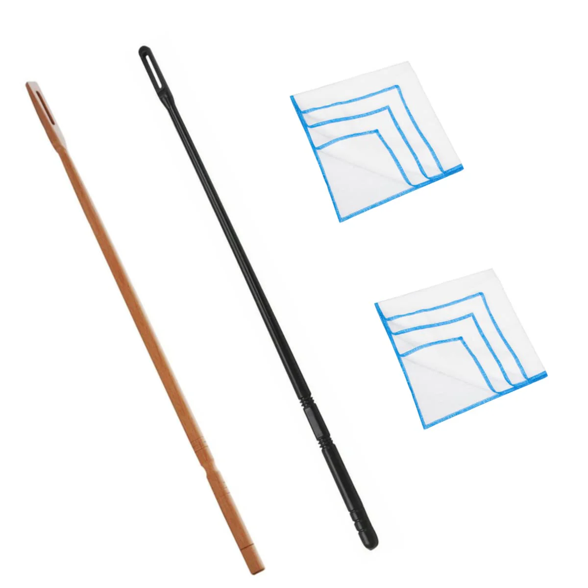 2 Sets Flute Cleaning Kit Wood + Plastic Cleaning Rod Stick Swab + Cotton Gauze Cleaning Cloth for Inside Drying Wooden Flutes Sweeping Piccolo Woodwind Instruments Maintenance Cleaner