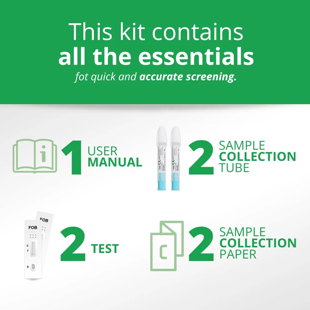 2 Tests for Occult Blood in the Stool Home Test Chair Examination Blood in Stool Self Test Kit for Colon Cancer Prevention FOB Test Quick Test - Image 4