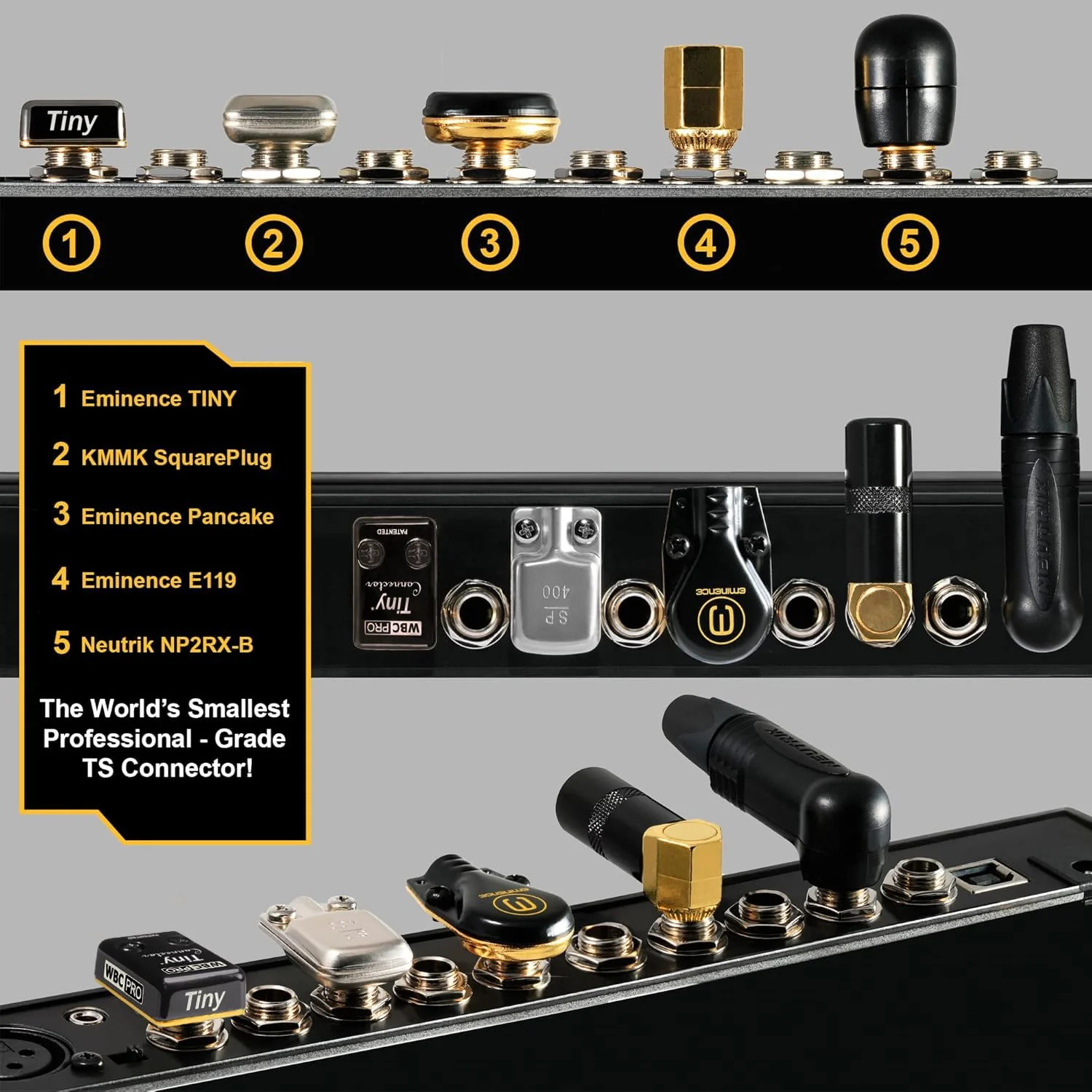 2 Units - 15 Inch - WBC-PRO-Pedal – 22 AWG - Low-Cap (18pF/ft) – Pro-Grade – Graphite-Based - Dual-Shielded Pedal, Effects, Patch, Instrument Cable with Eminence Tiny Gold Plated Angled TS Connectors - Image 2