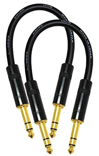 2 Units - 6 Inch - Canare L-4E6S Star Quad, Patch Cable terminated with Neutrik-Rean NYS ¼ Inch (6.35mm) Gold TRS Stereo Phone Plugs - CUSTOM MADE By WORLDS BEST CABLES.