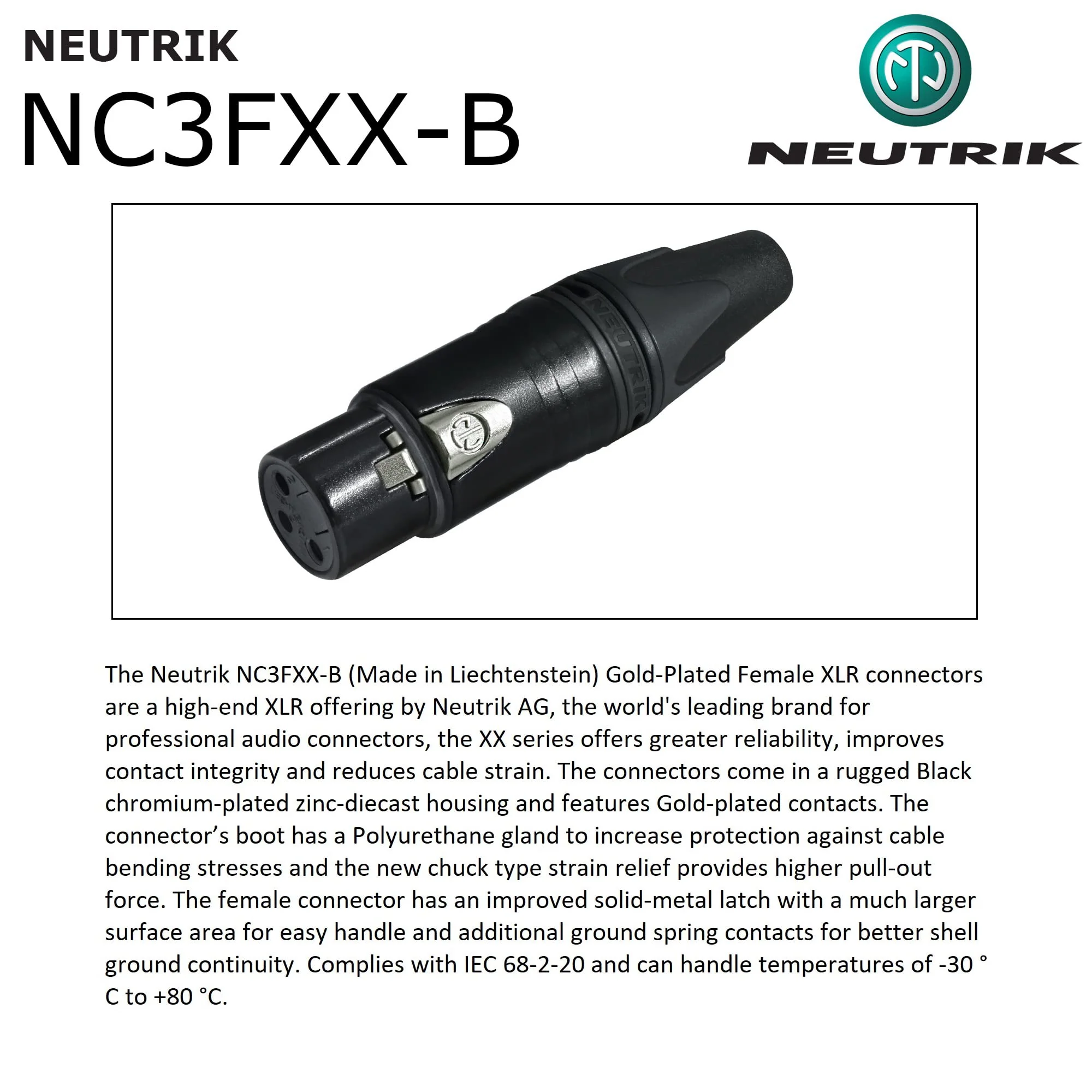 2 Units - 8 Foot - WBC-PRO-Quad Ultra-Silent Ultra-Flexible Balanced Star-Quad Cable with Neutrik Male & Female XLR Plugs & Black Tweed Jacket - Image 6