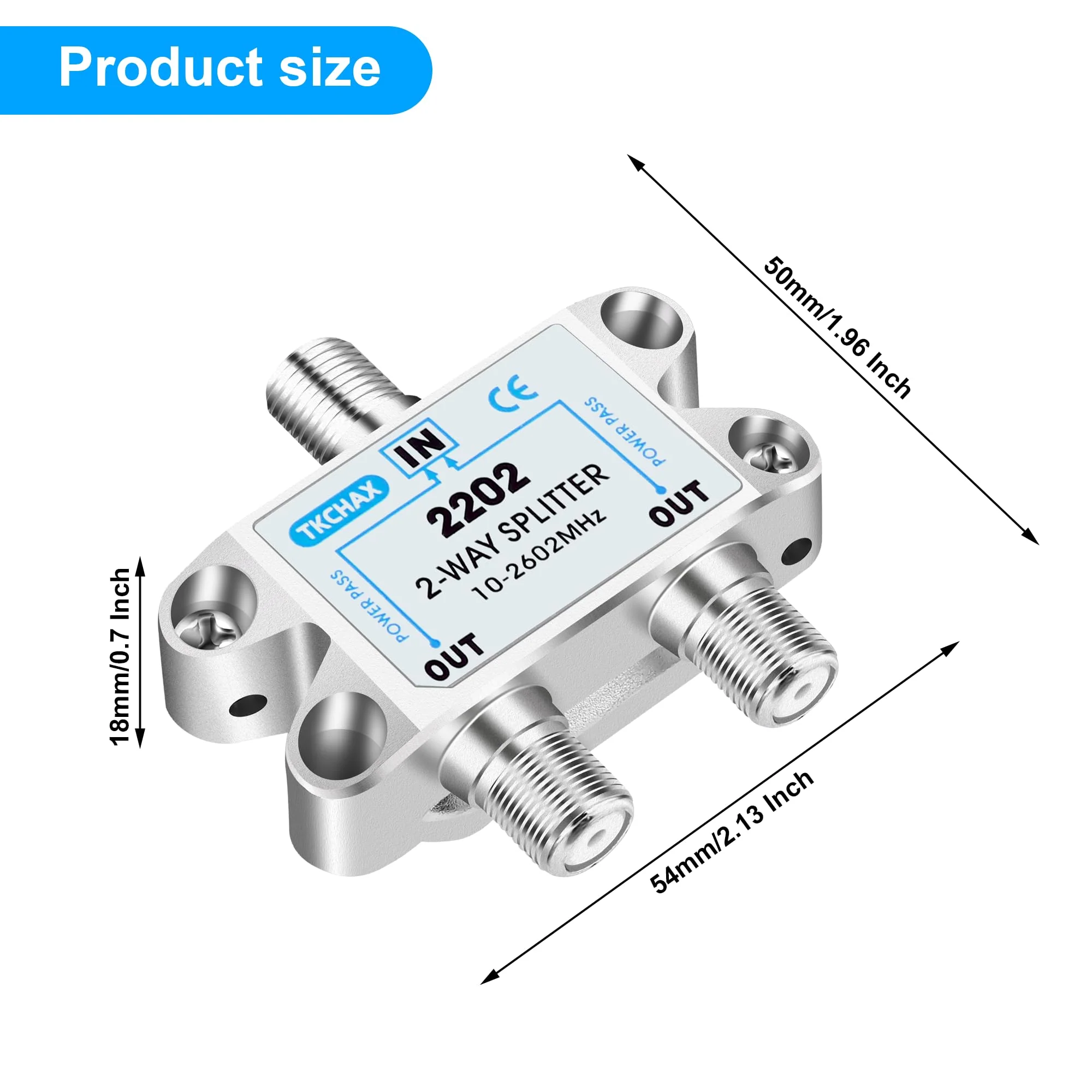2 Way Coaxial Cable Splitter,Support 10-2602MHz, RG6 Compatible, Nickel-Plated for Cable Splitter,Work with CATV, Satellite TV,Antenna System and MoCA Configurations 2 Way Coaxial Cable Splitter - Image 7