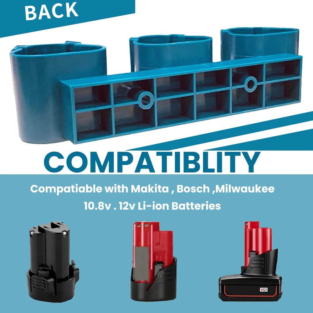 2 x Battery Holder for Makita/Bosch/Milwaukee 12 V (10.8 V) Battery Wall Mount Battery Holder Storage Tool - Image 3