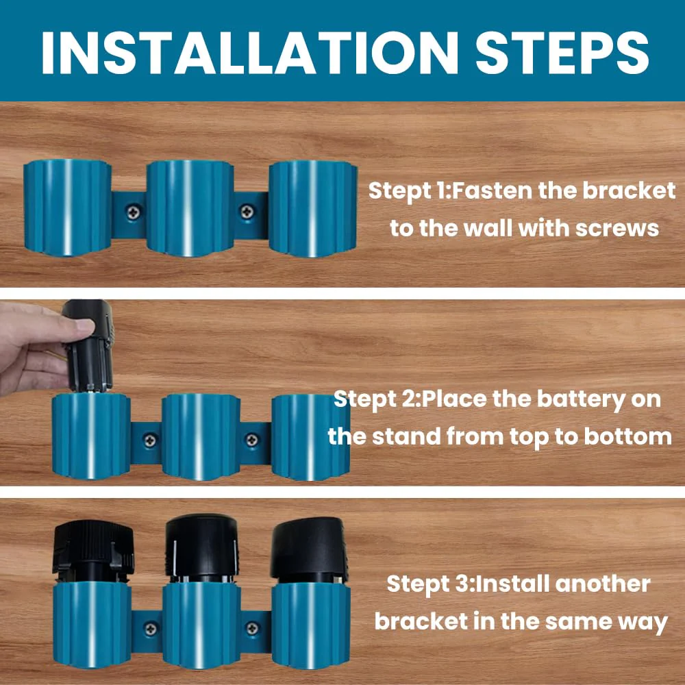 2 x Battery Holder for Makita/Bosch/Milwaukee 12 V (10.8 V) Battery Wall Mount Battery Holder Storage Tool - Image 4