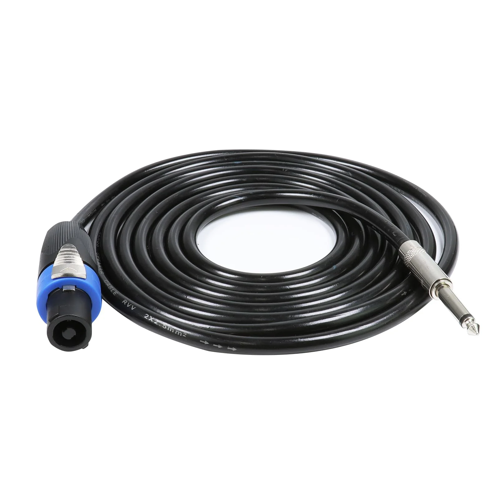 20 Feet Pack of 1 Speakon to 1/4" Cable - 1pc 20 Ft. Speak-On Male to 6.35mm TS Male Wire for Speaker, Loudspeaker, Audio Amplifier, Mixer - Heavy Duty Shielded Core with Twist Lock 20ft. - 1 Pack