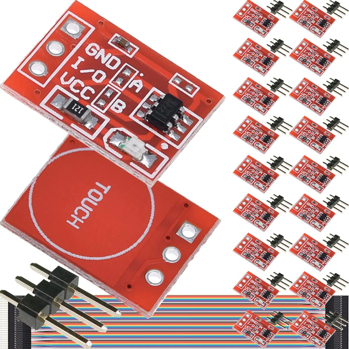 20 Pcs TTP223 Touch Button Module Self-Locking Jog Capacitive Touch Key Switch Sensor Module Single Channel for Arduino with Dupont Cable
