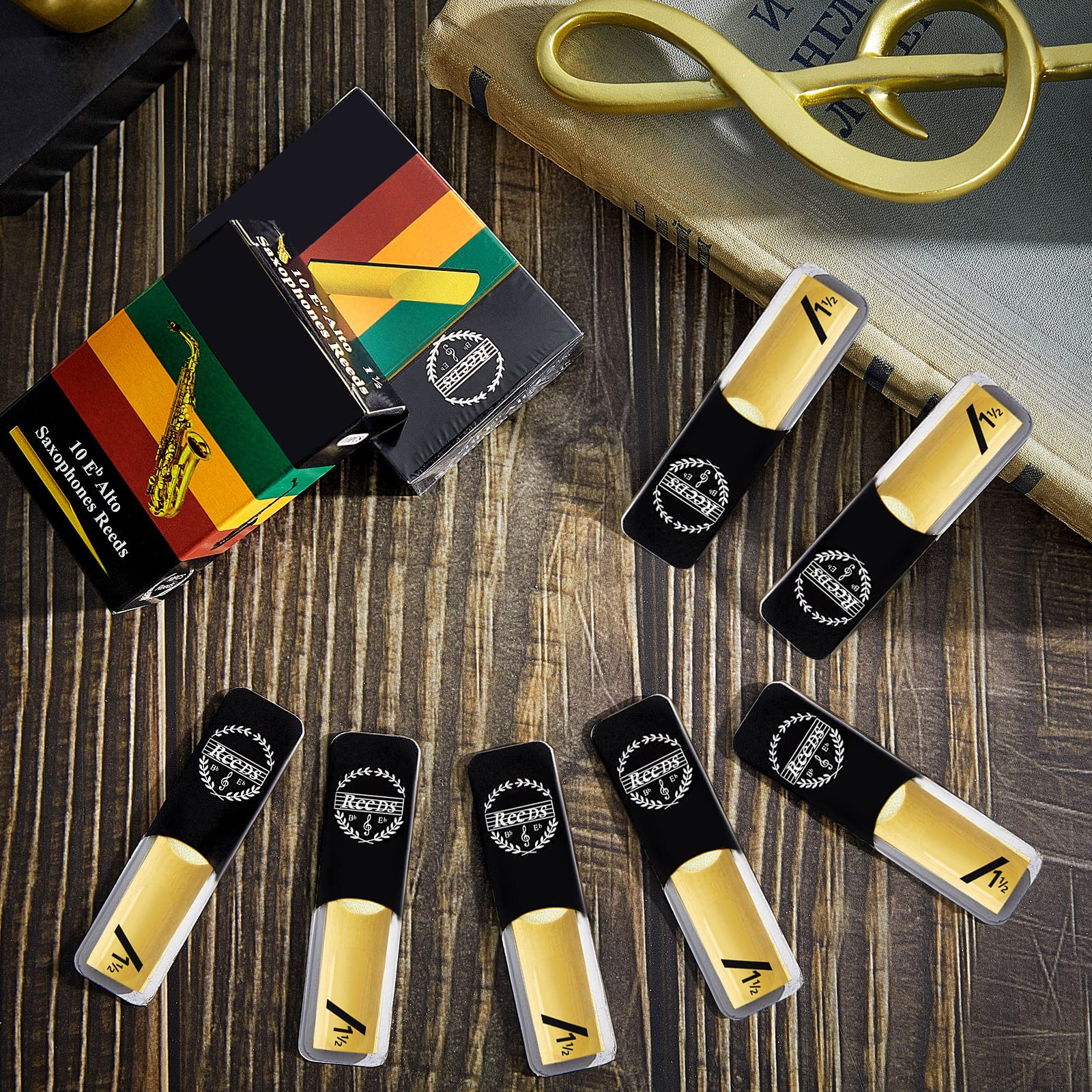 20 Pieces Alto Saxophone Sax Reeds Alto Saxophone Reeds Bamboo Saxophone Reeds with Individual Case for Clarinet Soprano or Alto Sax (1.5 in Strength) - Image 5
